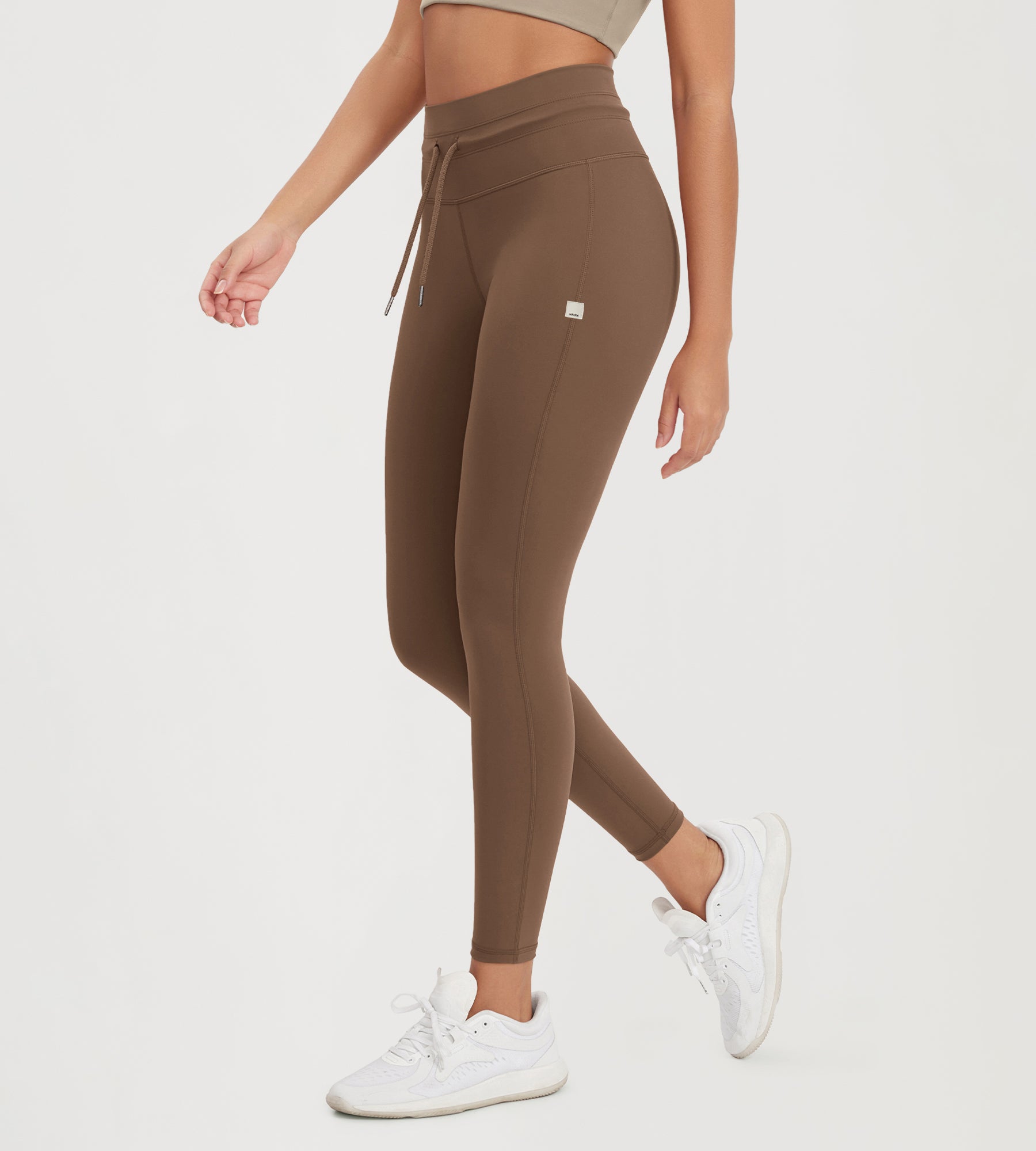 25” High Waist Workout Yoga Pants with Drawstring Tie - ododos