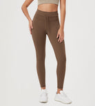 25” High Waist Workout Yoga Pants with Drawstring Tie Brunette - ododos