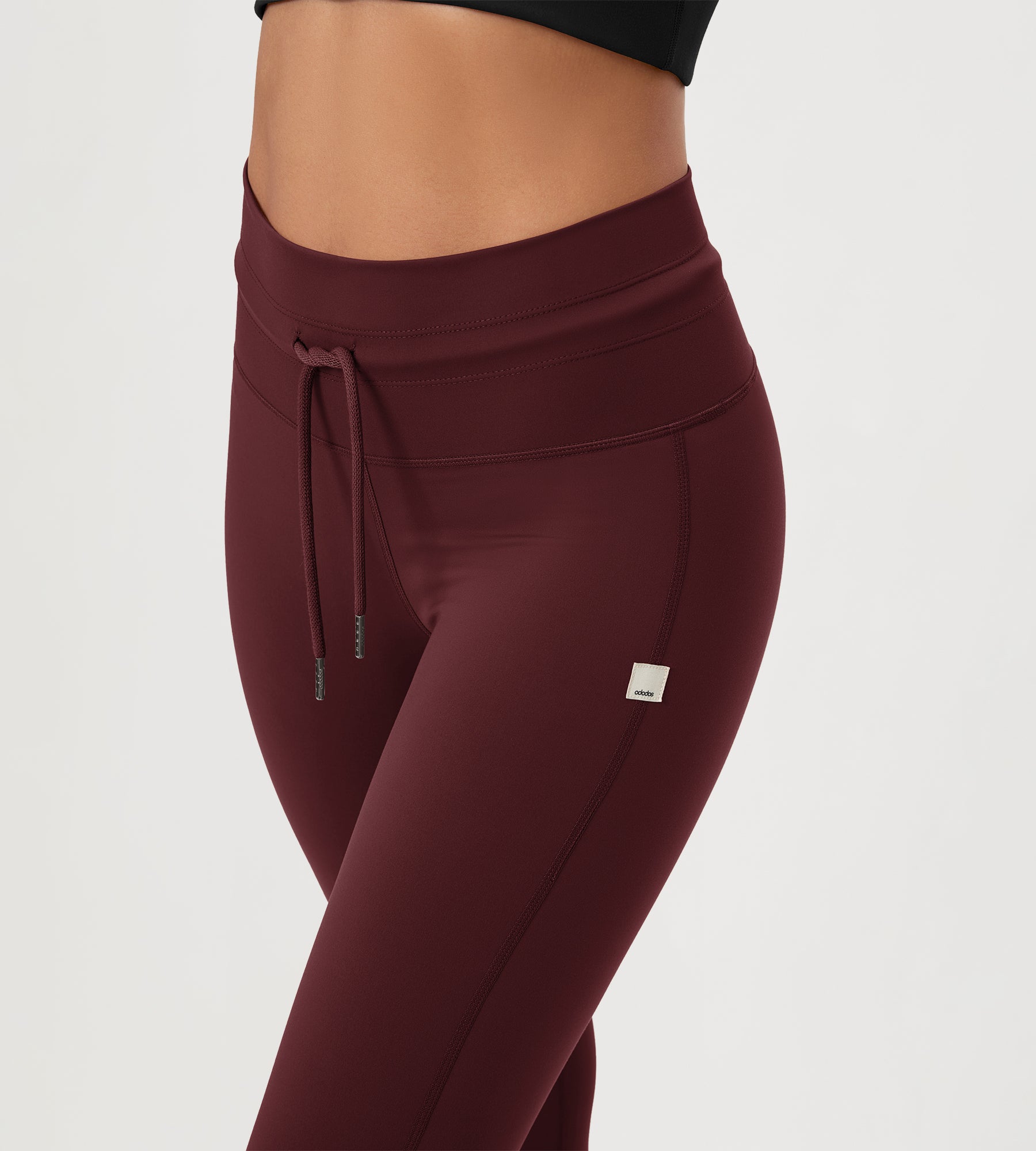 25” High Waist Workout Yoga Pants with Drawstring Tie - ododos