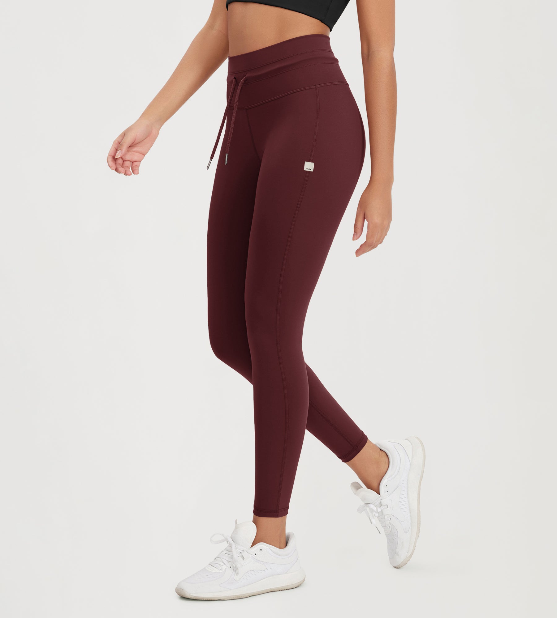 25” High Waist Workout Yoga Pants with Drawstring Tie - ododos