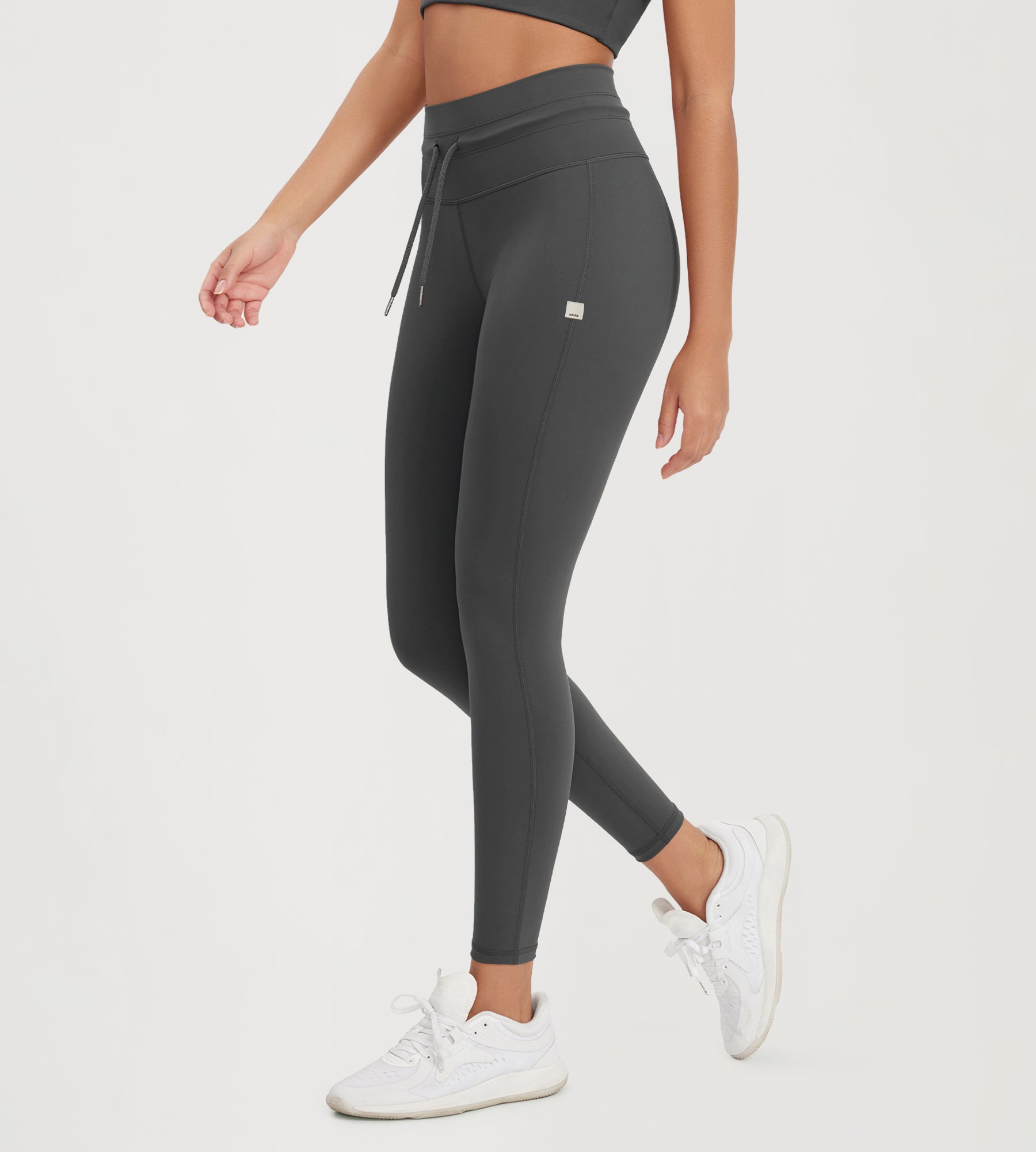 25” High Waist Workout Yoga Pants with Drawstring Tie - ododos