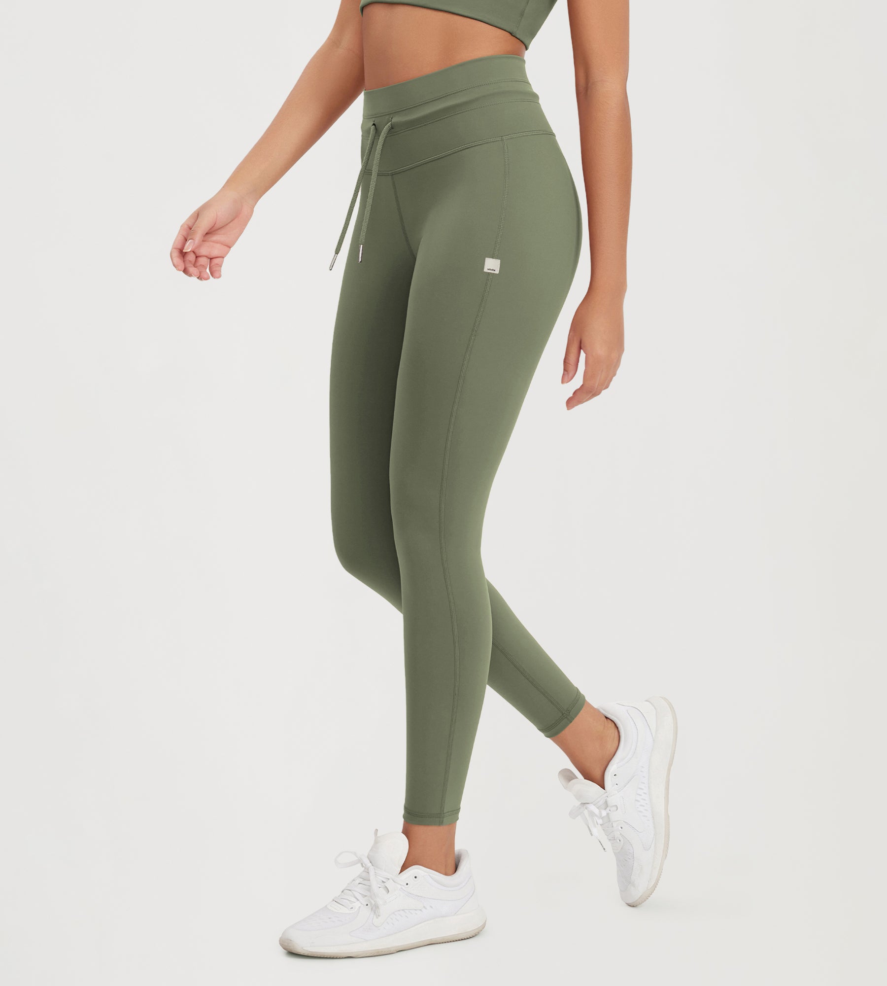 25” High Waist Workout Yoga Pants with Drawstring Tie - ododos