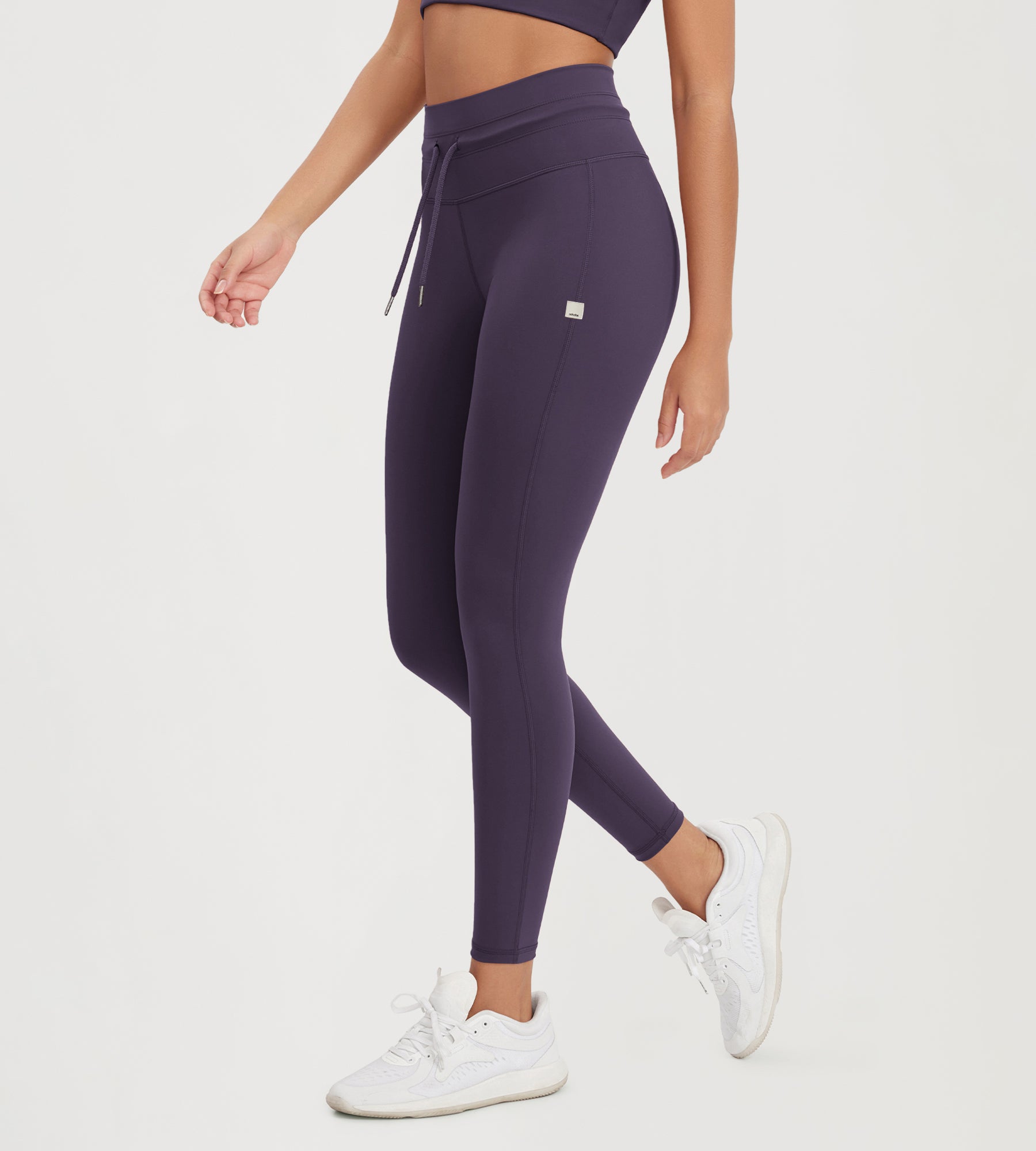 25” High Waist Workout Yoga Pants with Drawstring Tie - ododos