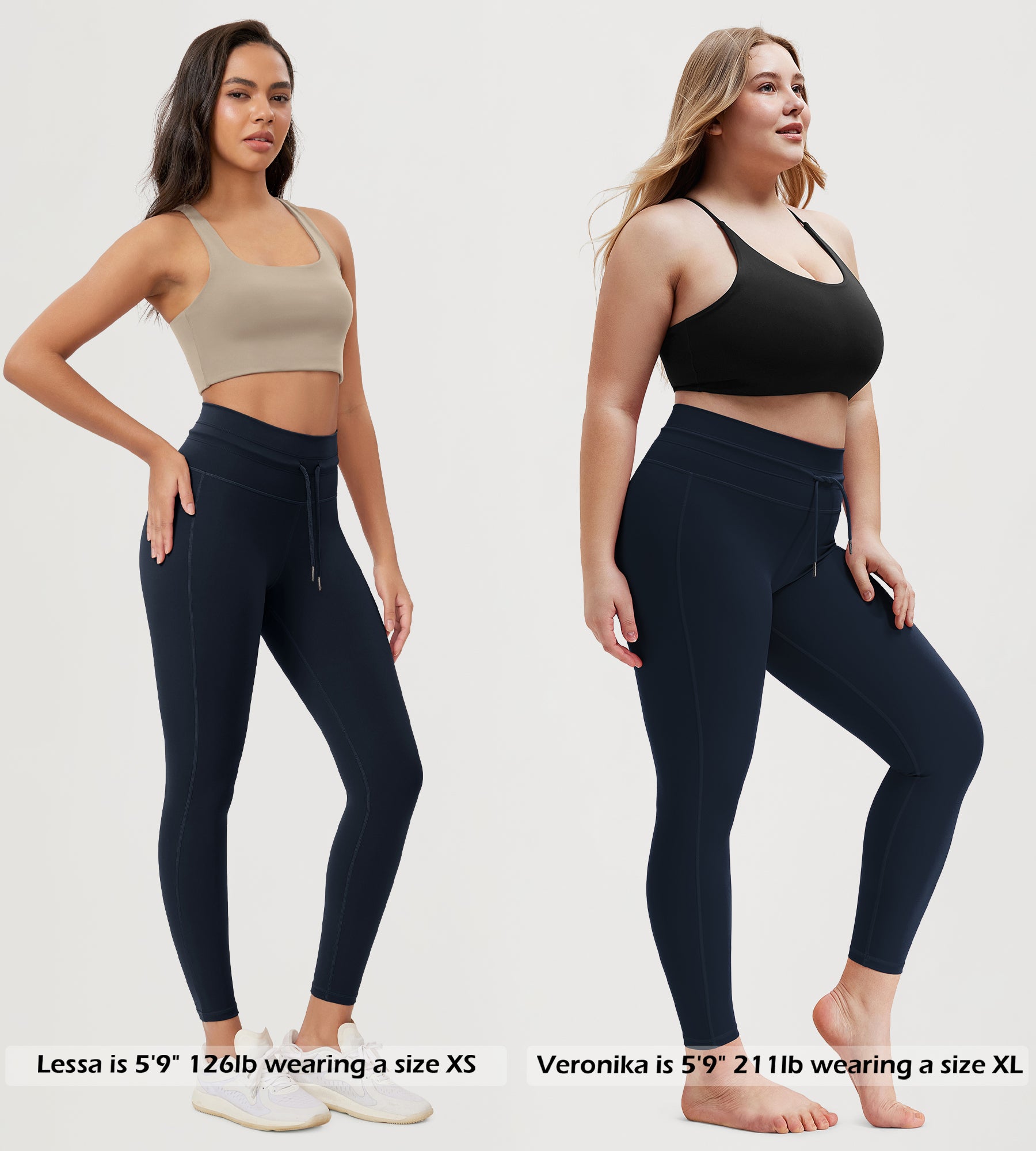 25” High Waist Workout Yoga Pants with Drawstring Tie - ododos