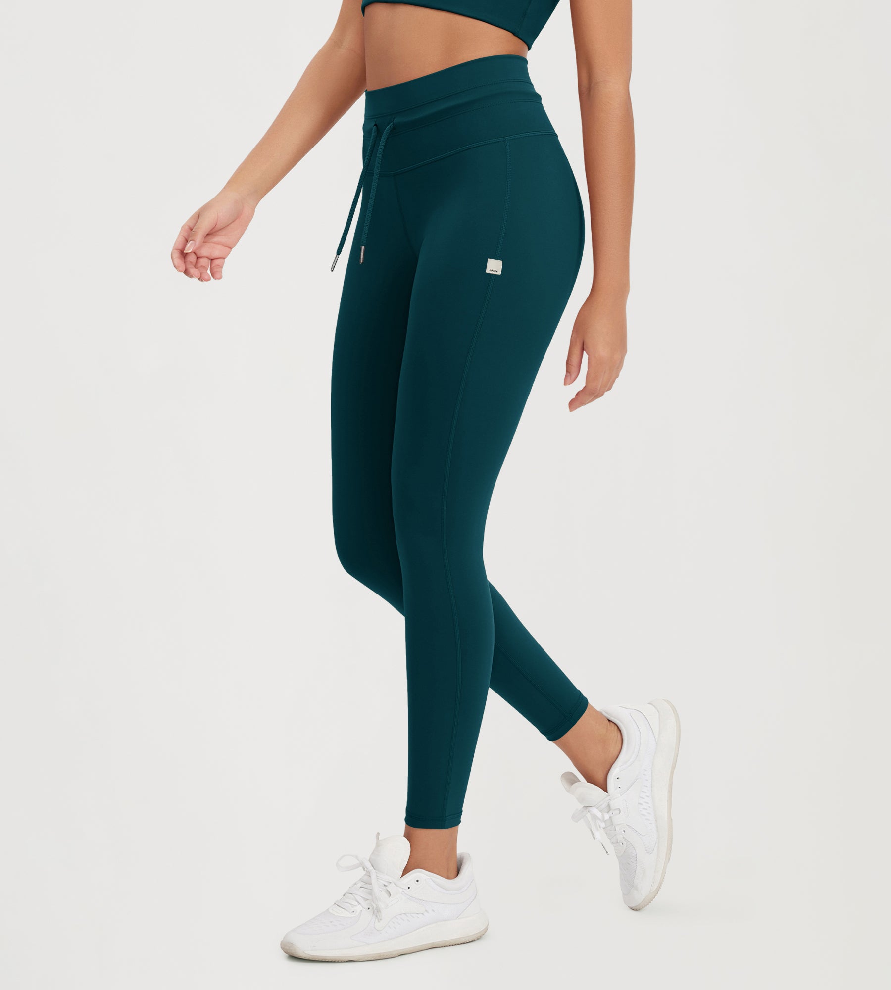 25” High Waist Workout Yoga Pants with Drawstring Tie - ododos