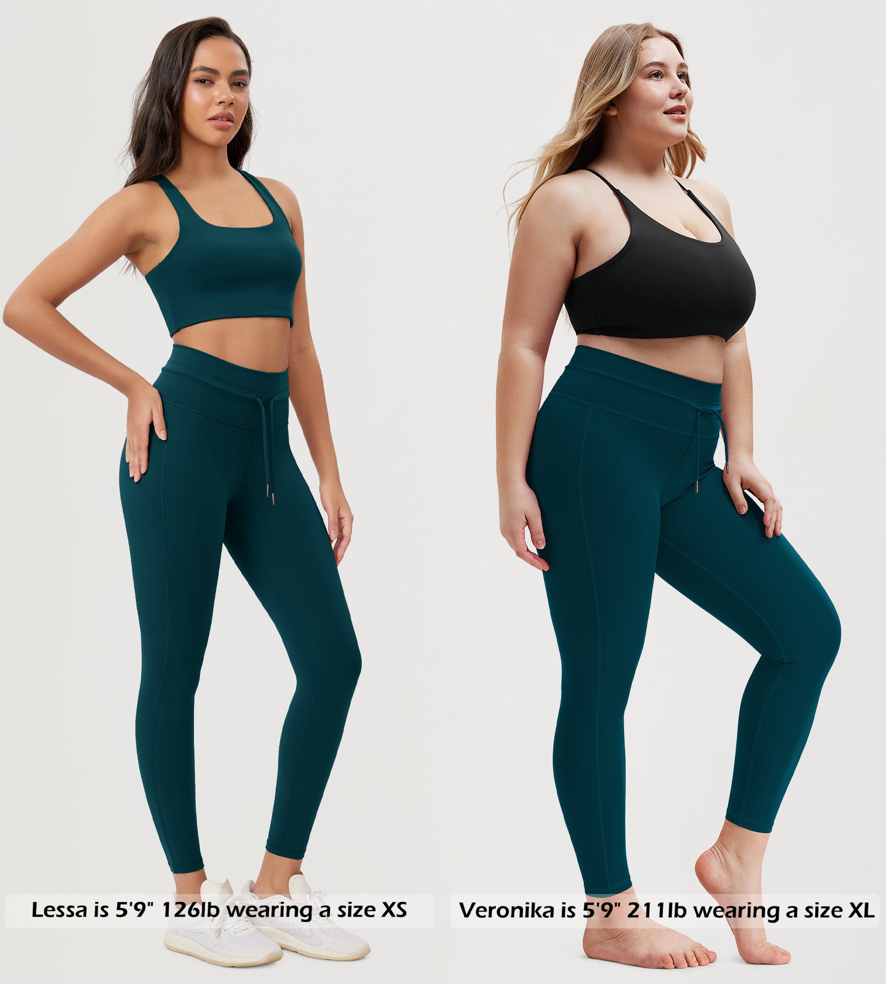 25” High Waist Workout Yoga Pants with Drawstring Tie - ododos