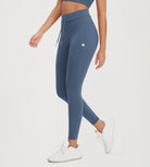 25” High Waist Workout Yoga Pants with Drawstring Tie - ododos