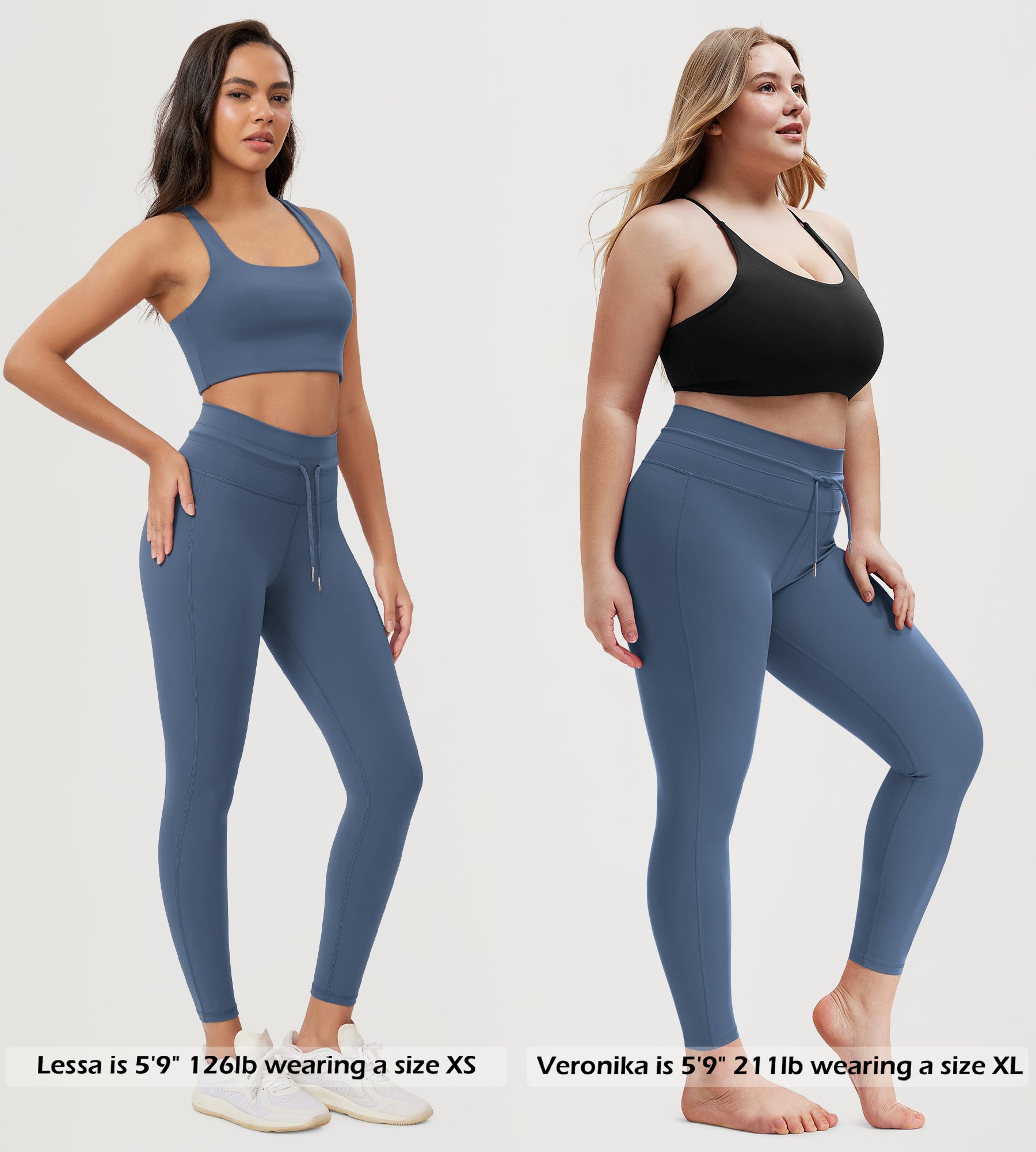 25” High Waist Workout Yoga Pants with Drawstring Tie - ododos