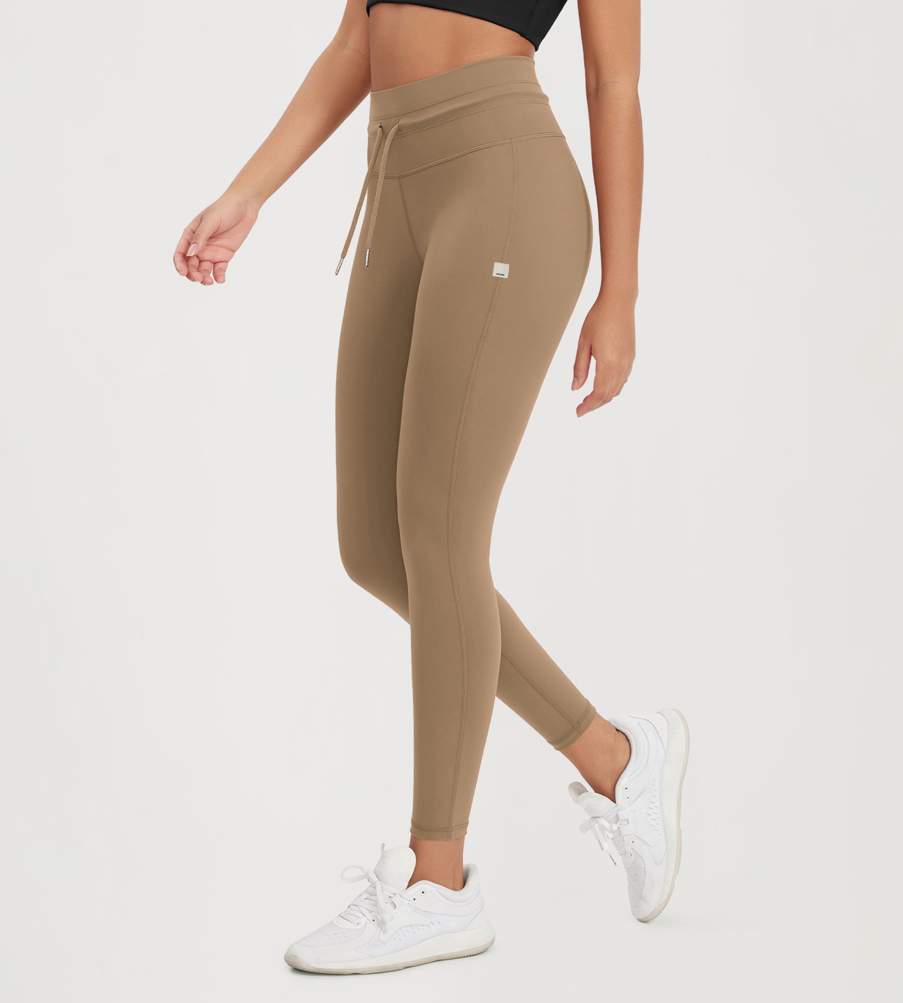 25” High Waist Workout Yoga Pants with Drawstring Tie - ododos