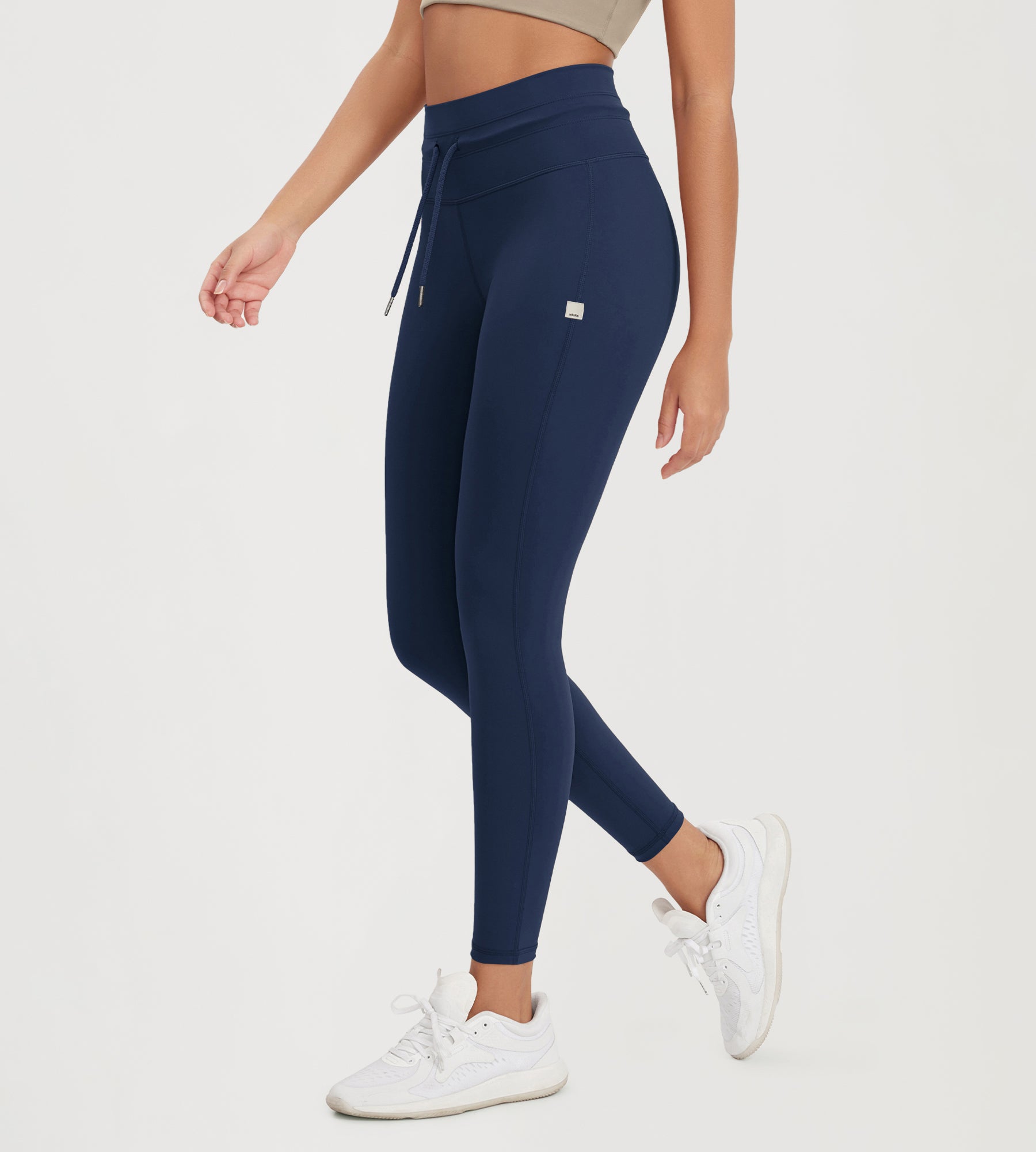 25” High Waist Workout Yoga Pants with Drawstring Tie - ododos