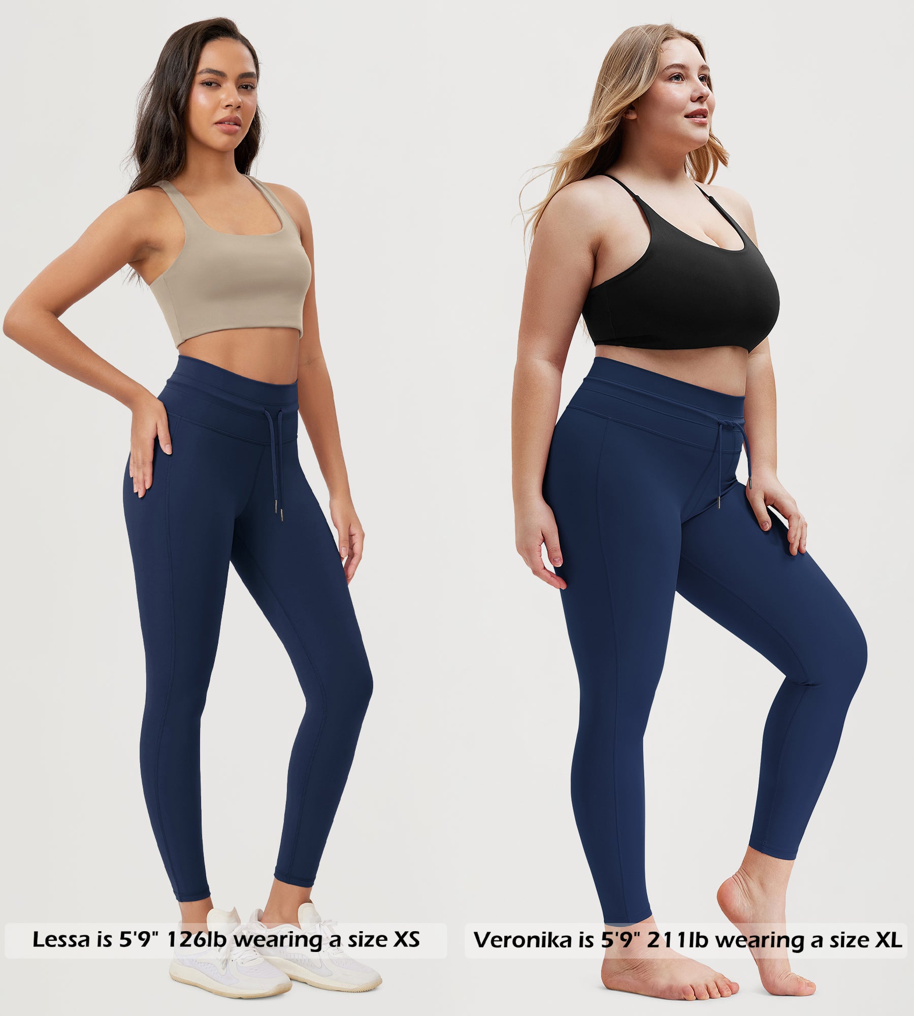 25” High Waist Workout Yoga Pants with Drawstring Tie - ododos