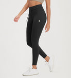 25” High Waist Workout Yoga Pants with Drawstring Tie - ododos