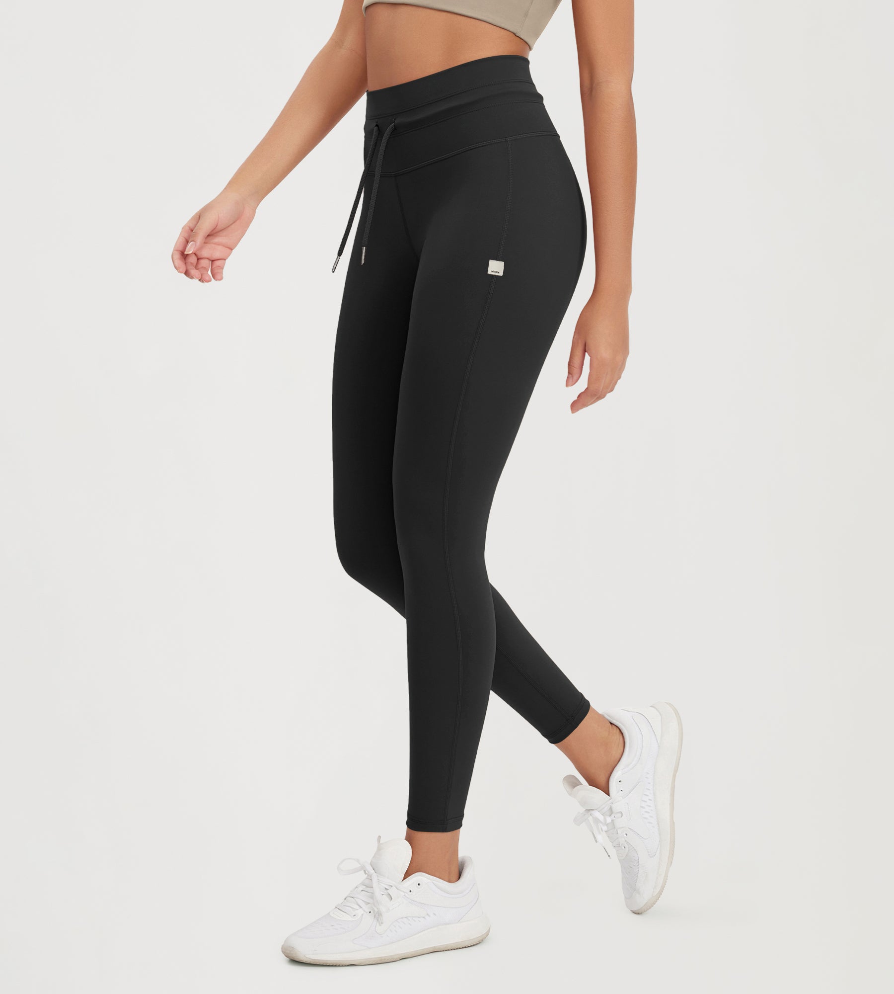 25” High Waist Workout Yoga Pants with Drawstring Tie - ododos