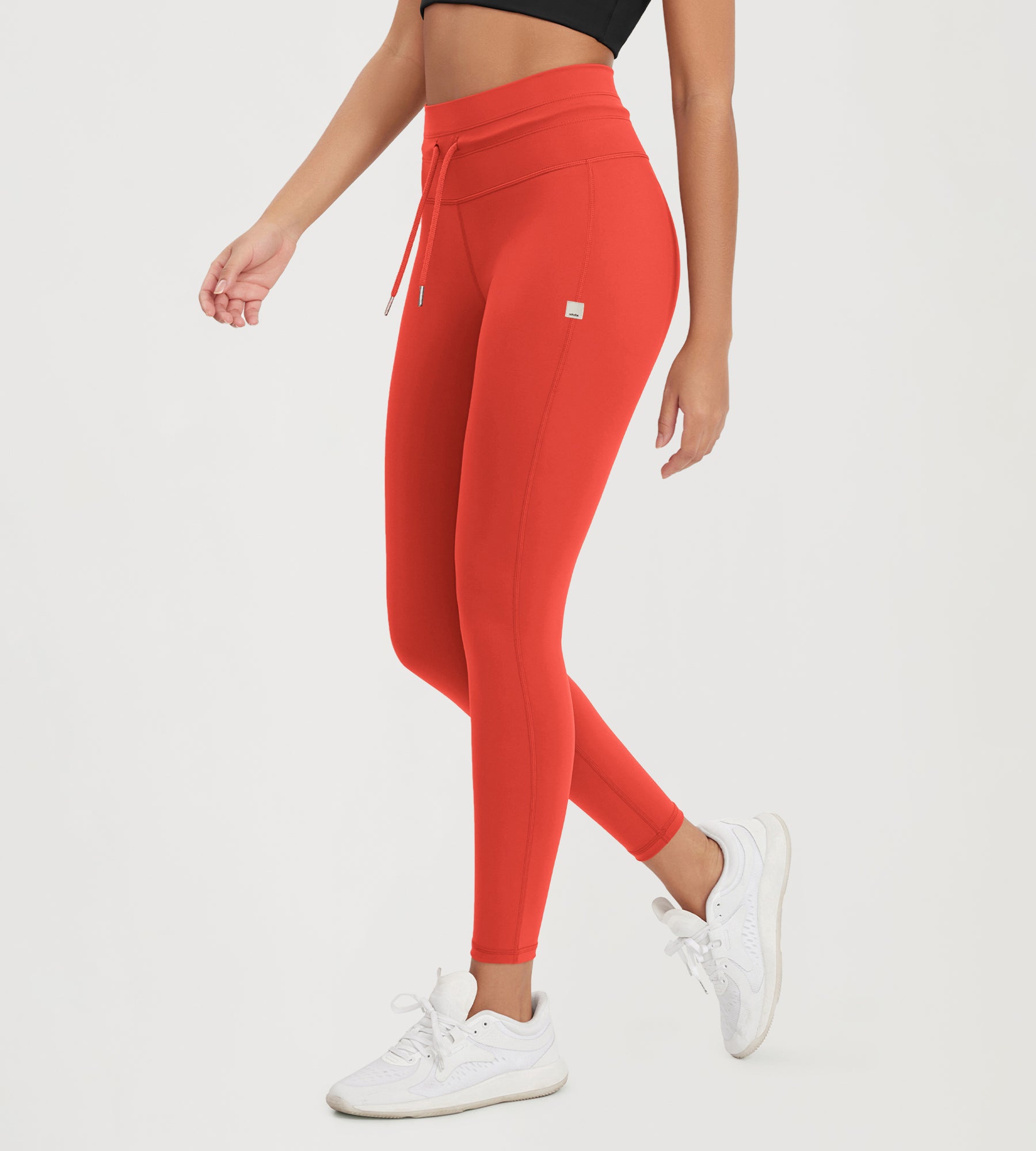 25” High Waist Workout Yoga Pants with Drawstring Tie - ododos