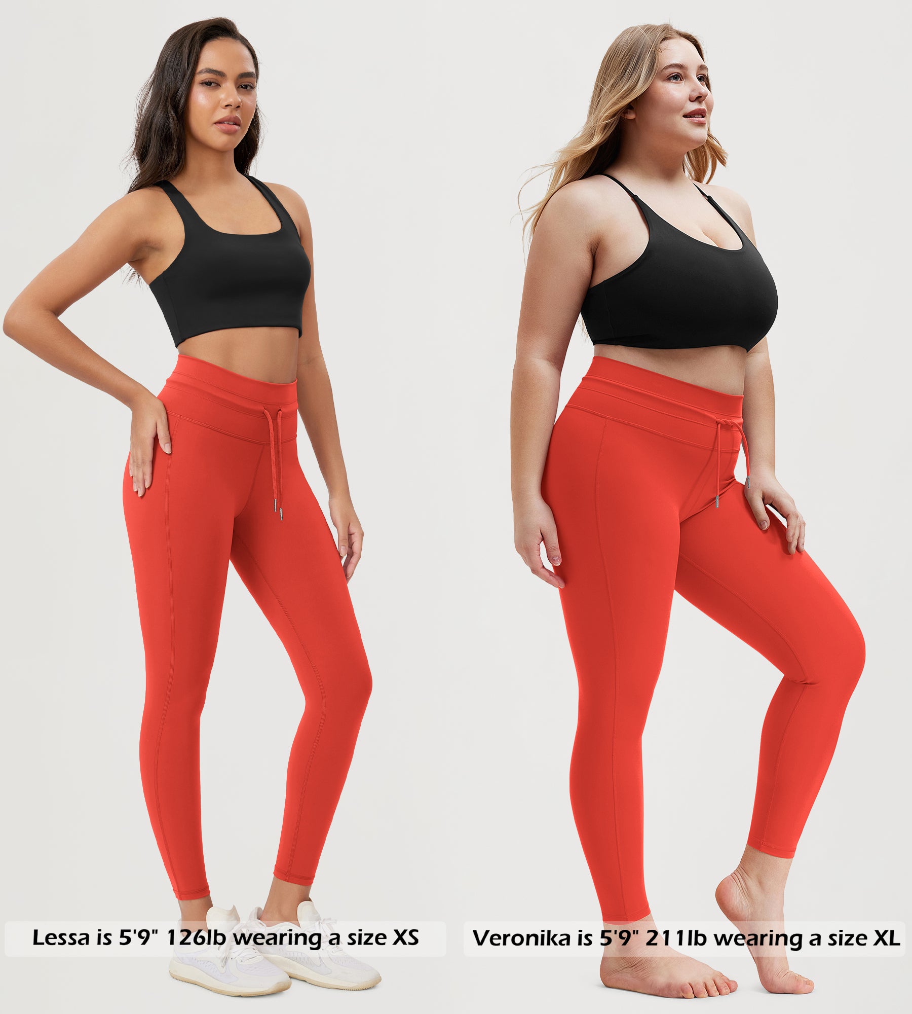 25” High Waist Workout Yoga Pants with Drawstring Tie - ododos