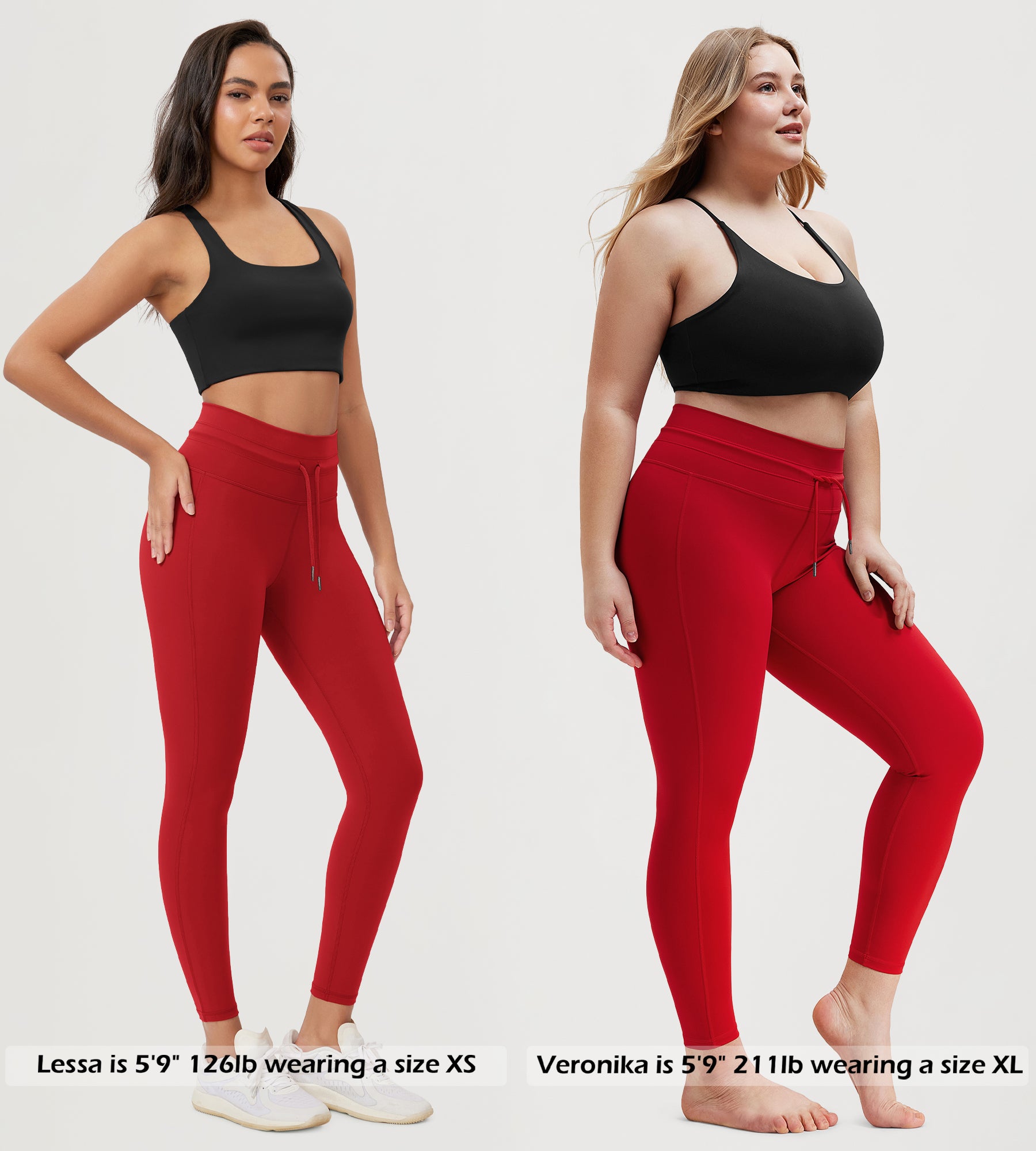 25” High Waist Workout Yoga Pants with Drawstring Tie - ododos
