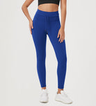 25” High Waist Workout Yoga Pants with Drawstring Tie Royal Blue - ododos