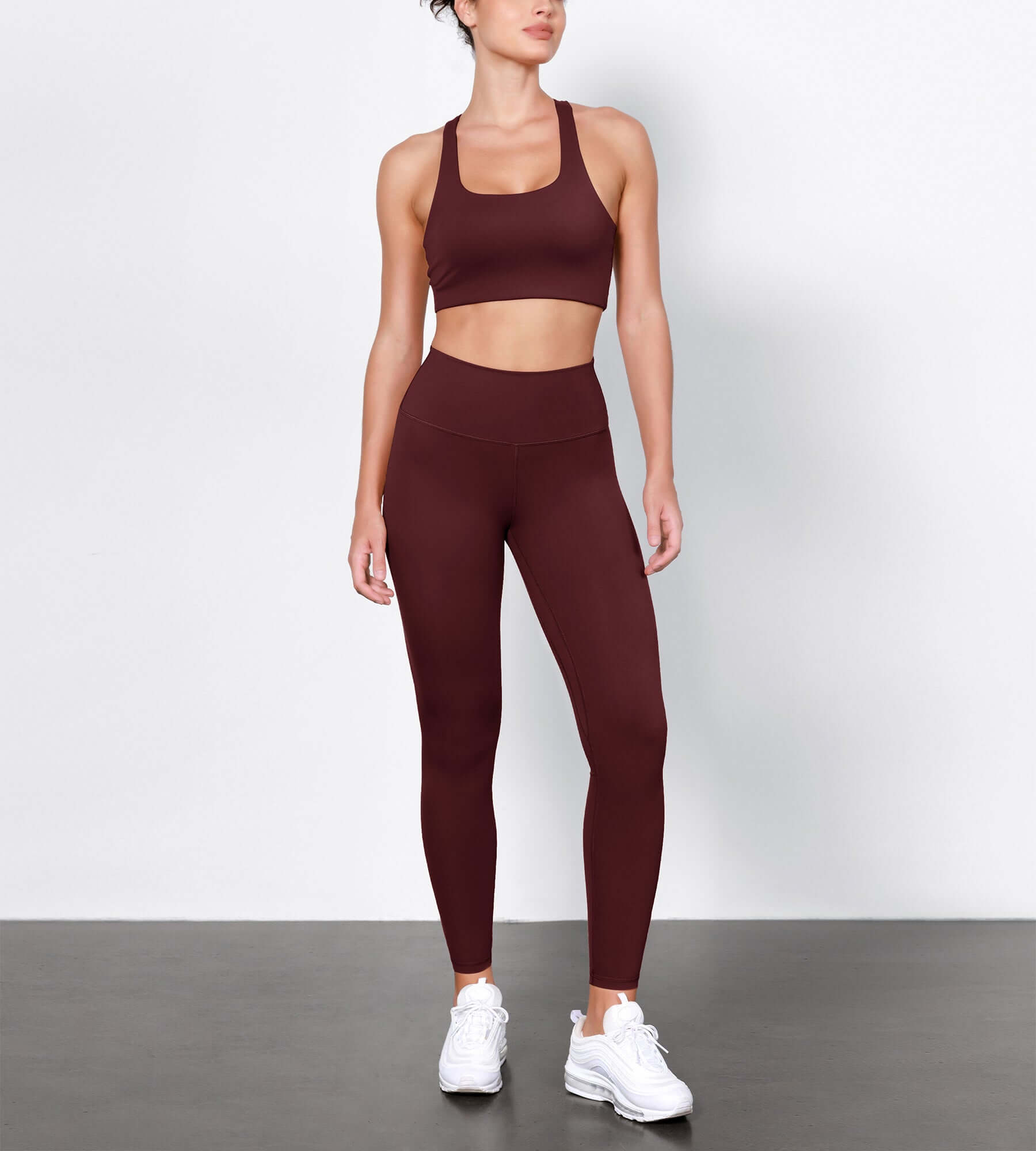 ODLIFT 28" High Waist Compression Yoga Leggings Burgundy - ododos