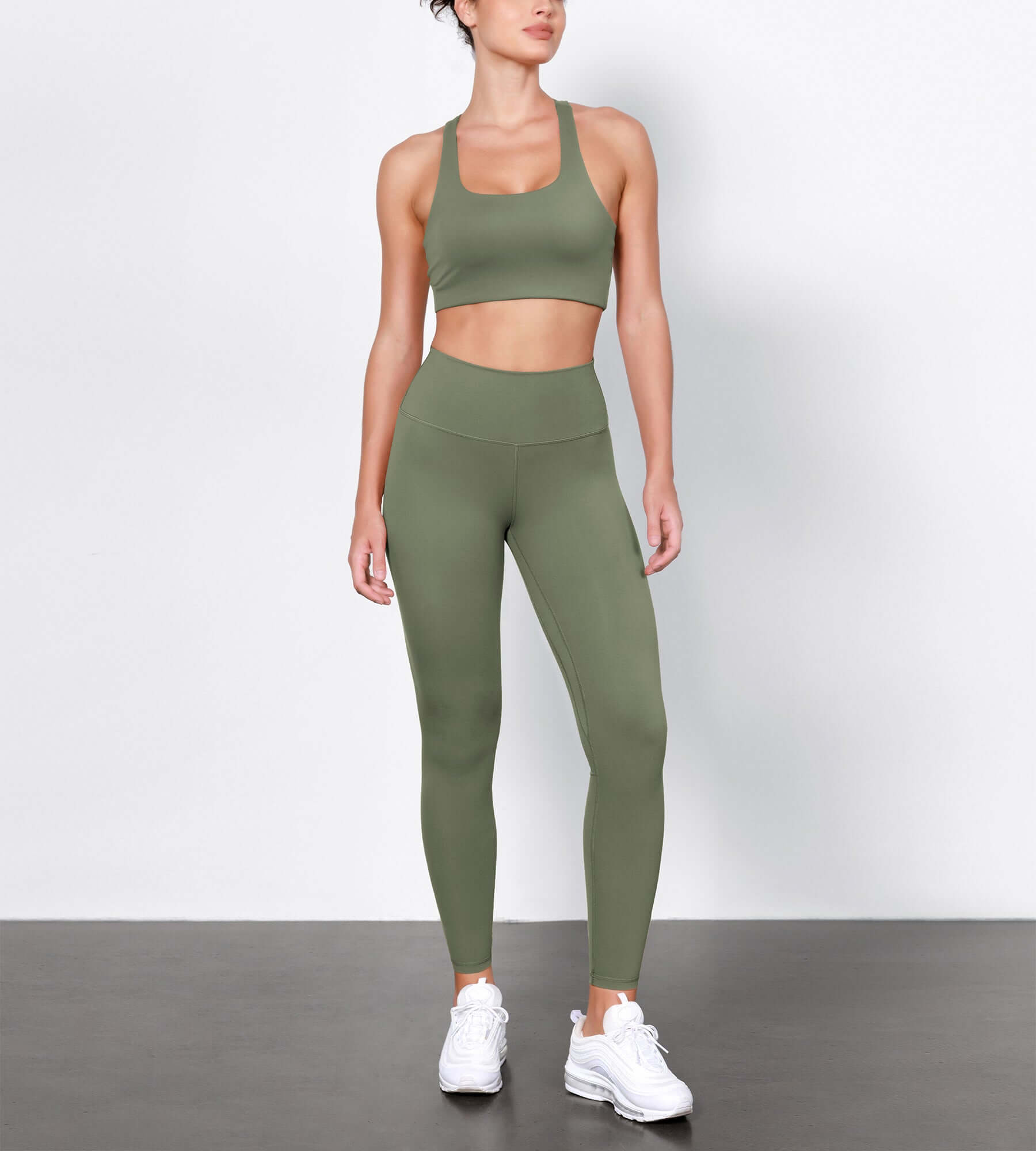 ODLIFT 28" High Waist Compression Yoga Leggings Dark Olive - ododos