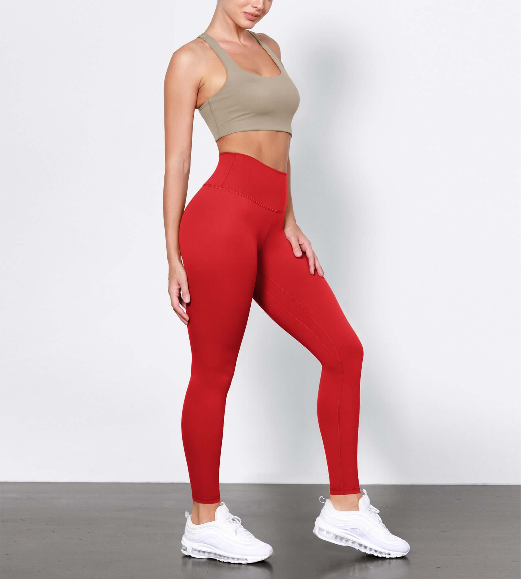 ODLIFT 28" High Waist Compression Yoga Leggings Red - ododos