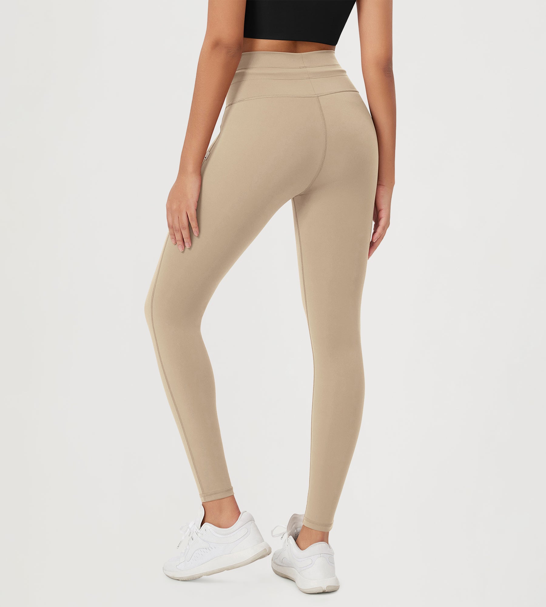 28" High Waist Workout Yoga Pants with Drawstring Tie - ododos