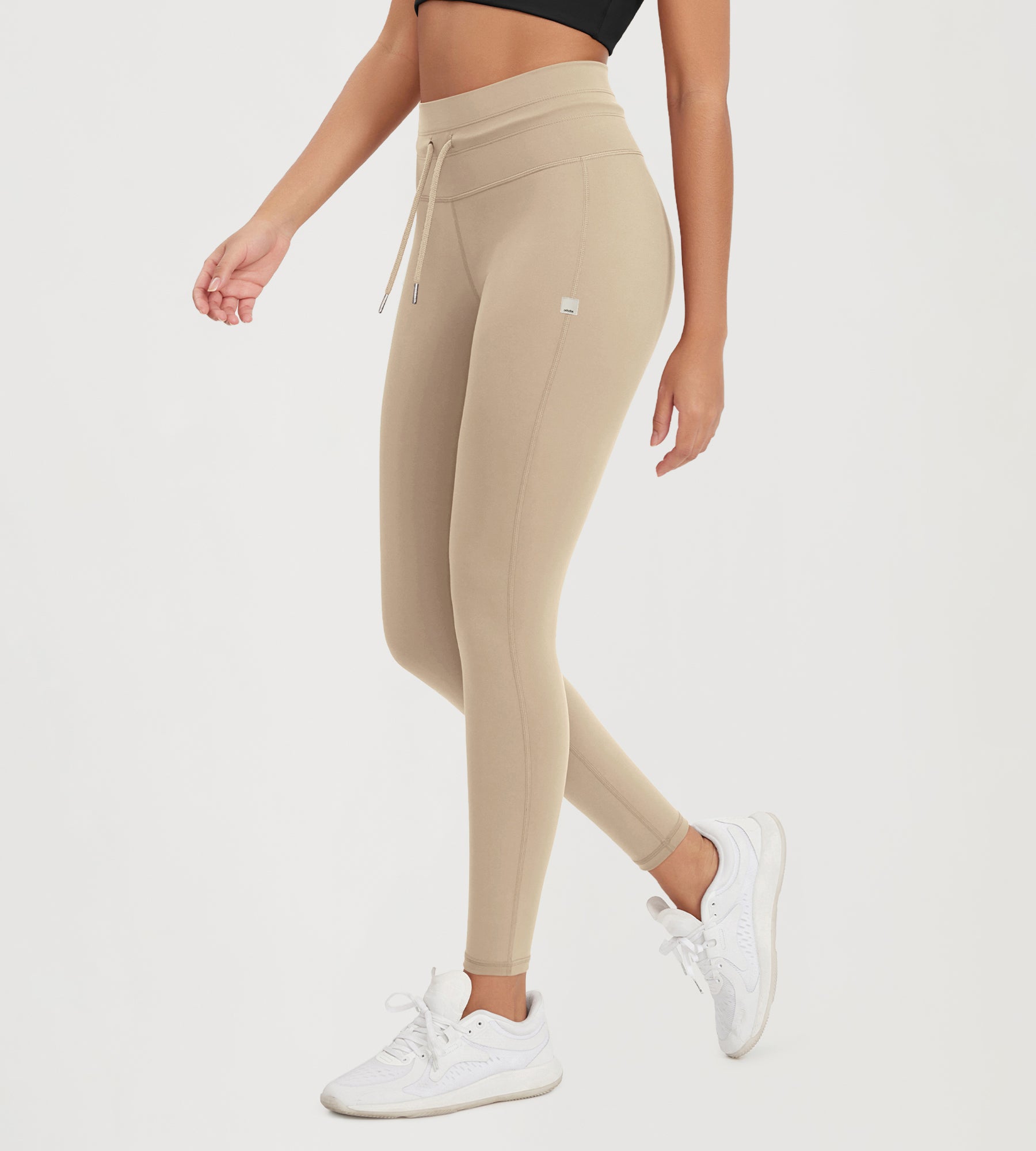 28" High Waist Workout Yoga Pants with Drawstring Tie - ododos