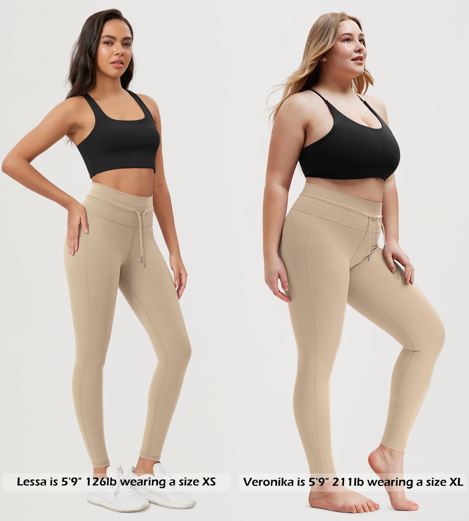 28" High Waist Workout Yoga Pants with Drawstring Tie - ododos