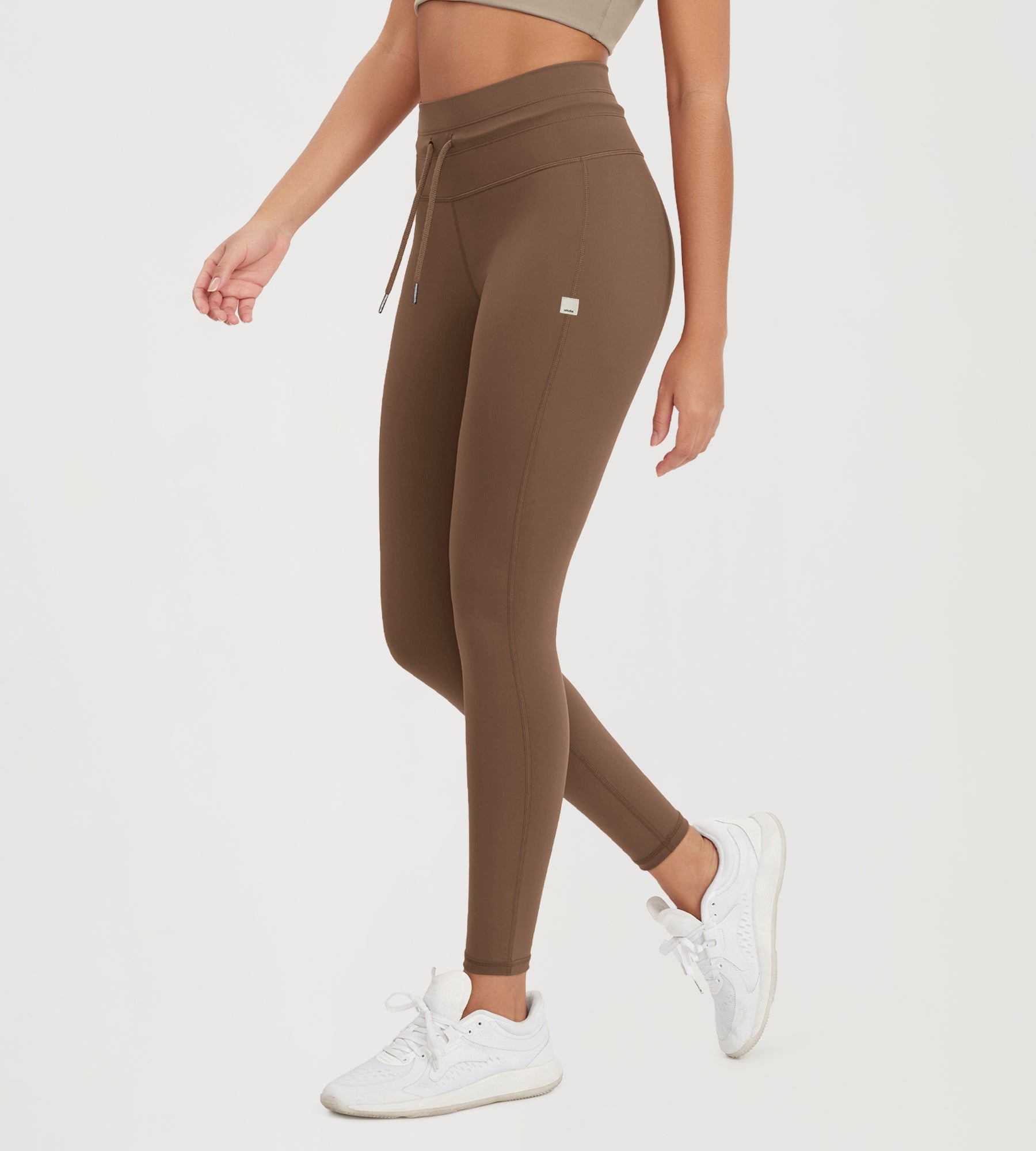 28" High Waist Workout Yoga Pants with Drawstring Tie - ododos
