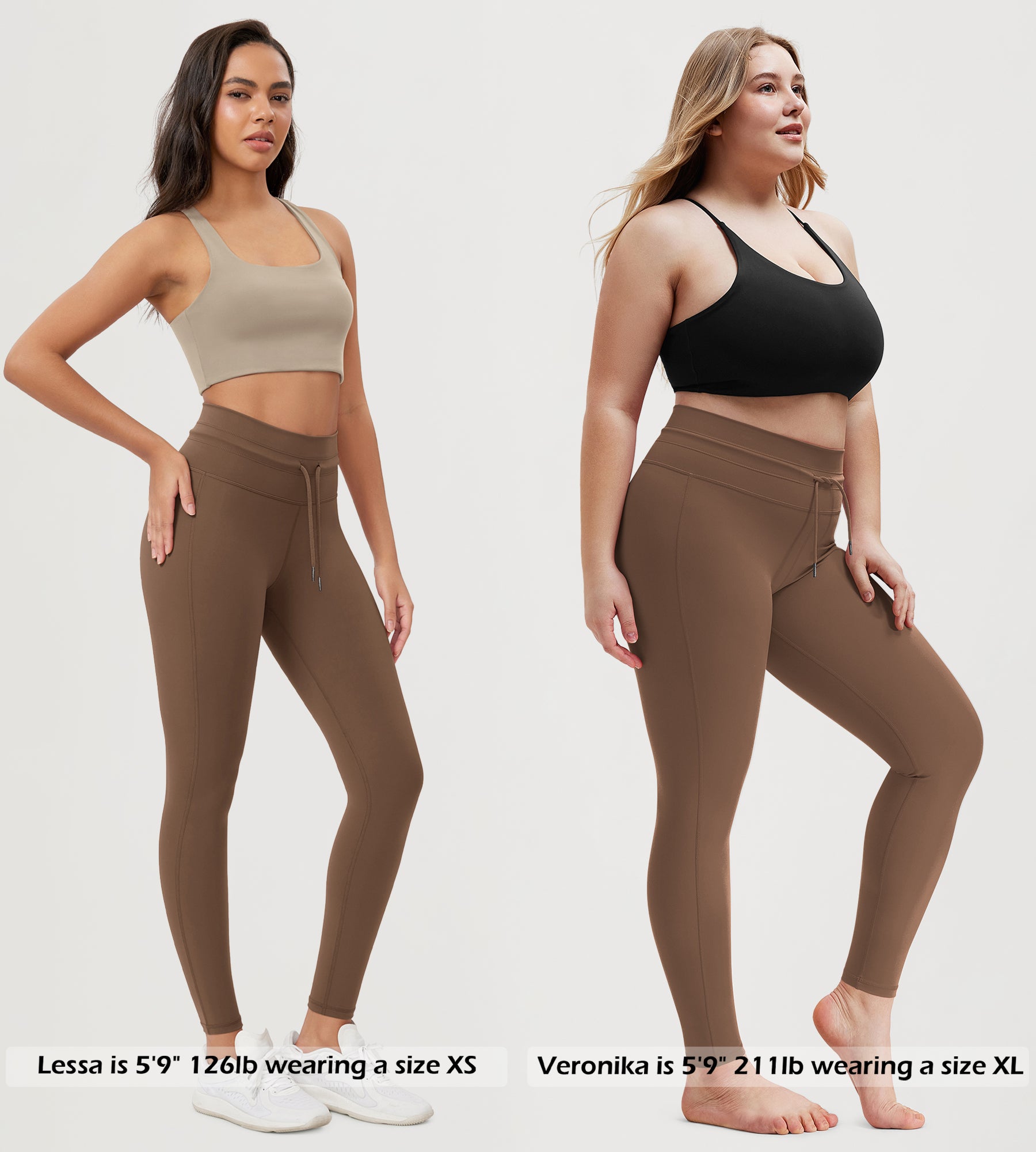 28" High Waist Workout Yoga Pants with Drawstring Tie - ododos