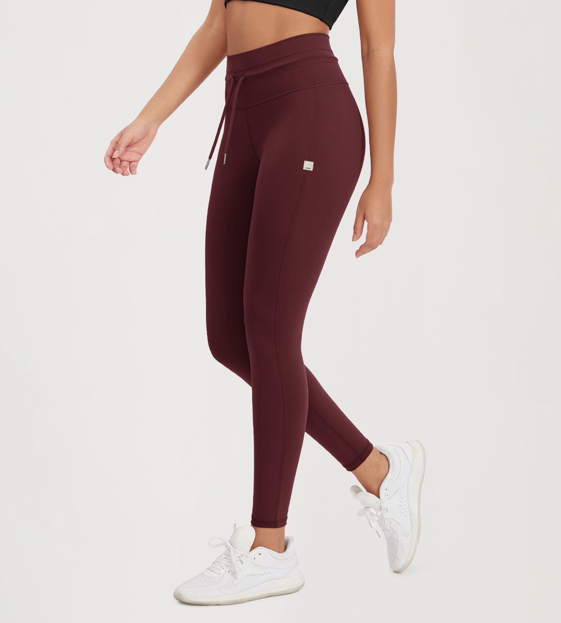 28" High Waist Workout Yoga Pants with Drawstring Tie - ododos