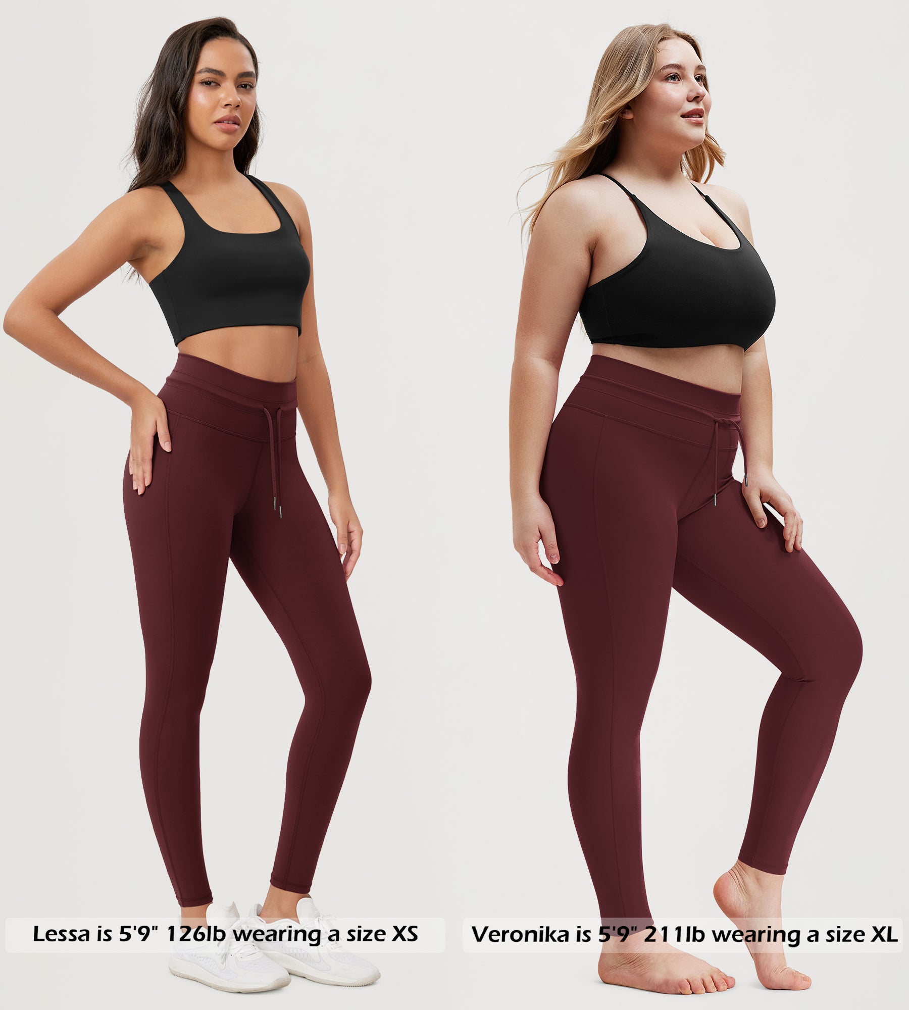 28" High Waist Workout Yoga Pants with Drawstring Tie - ododos