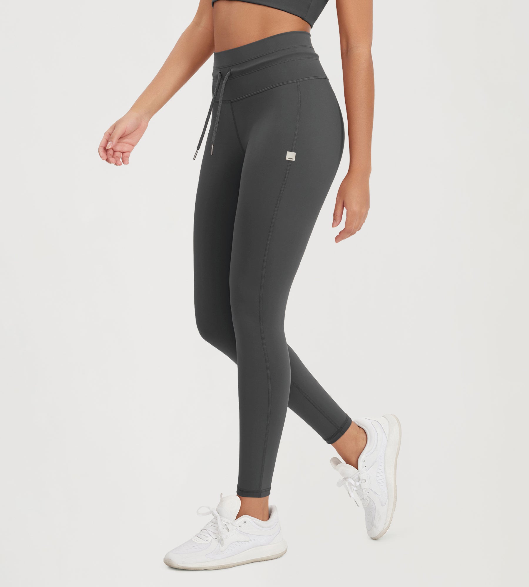28" High Waist Workout Yoga Pants with Drawstring Tie - ododos