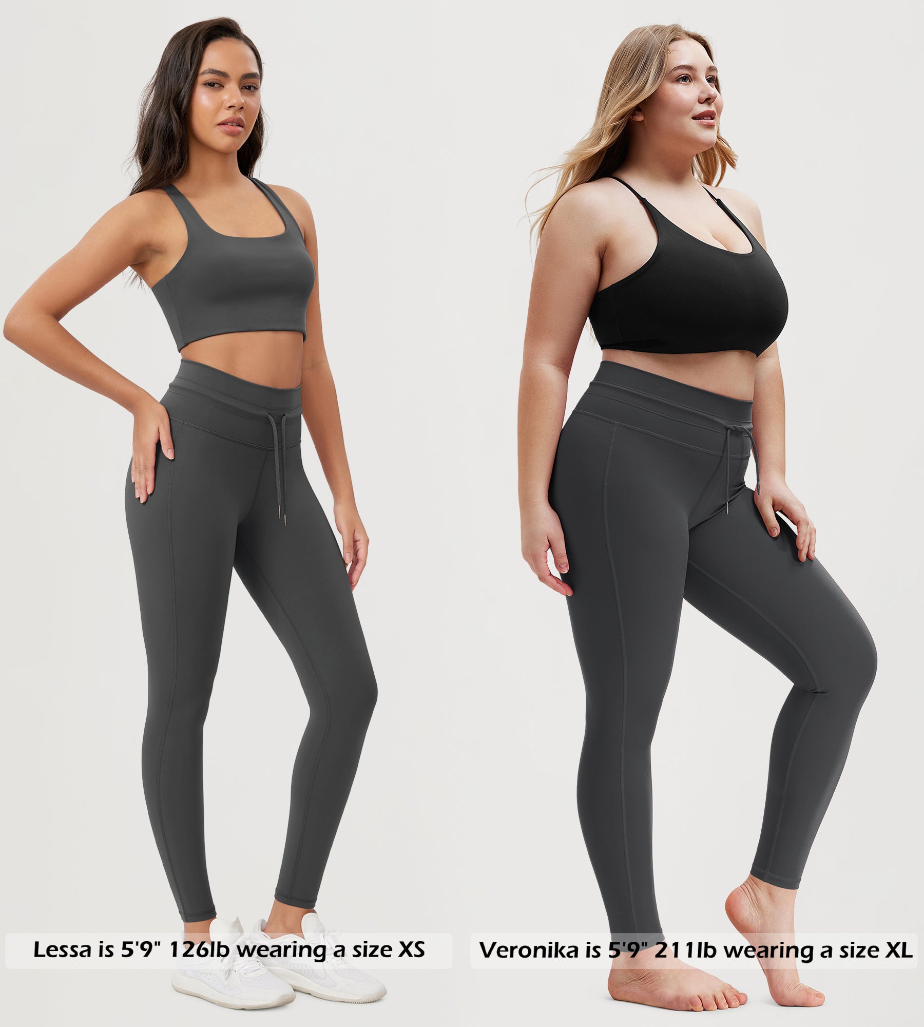 28" High Waist Workout Yoga Pants with Drawstring Tie - ododos