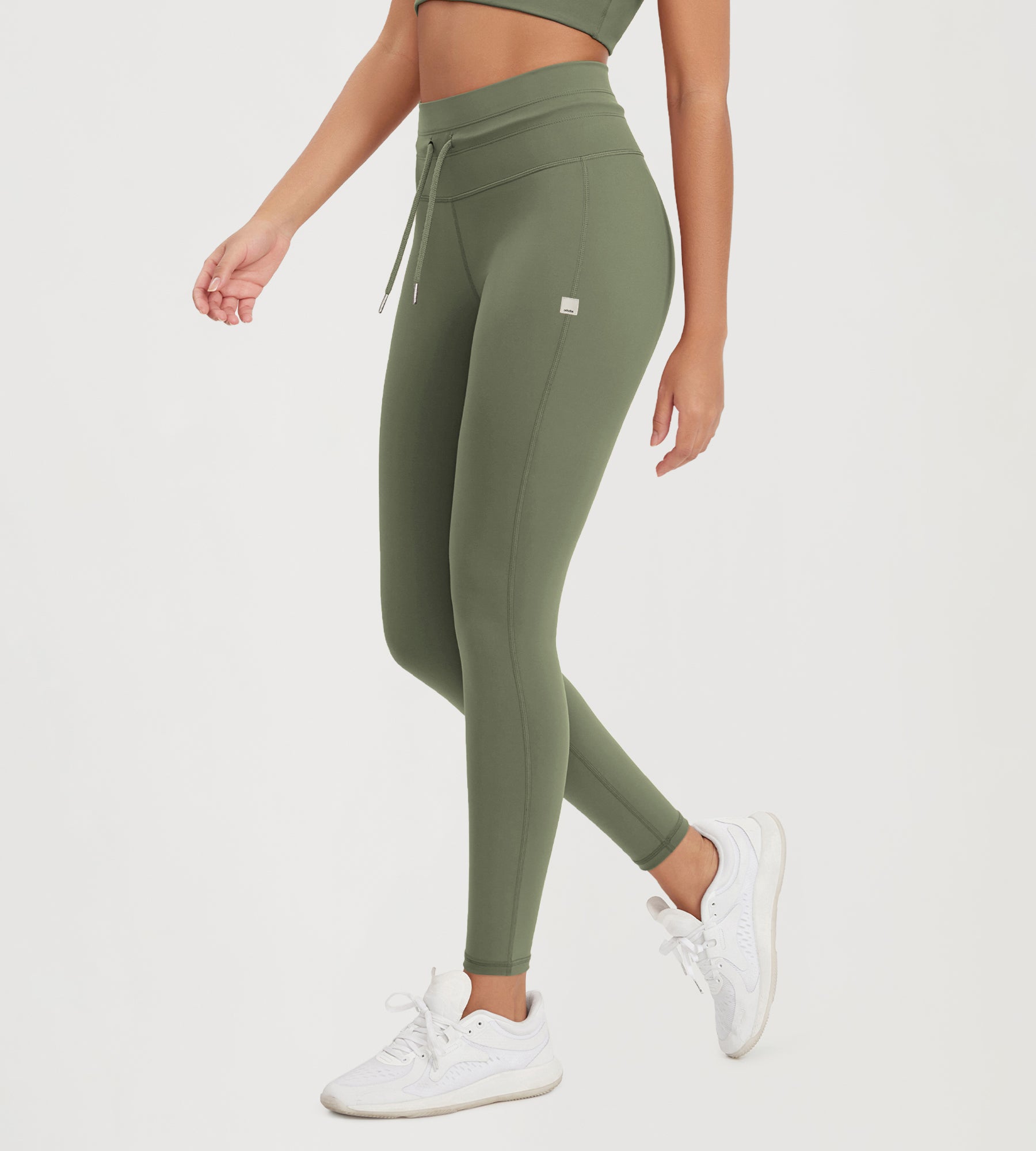 28" High Waist Workout Yoga Pants with Drawstring Tie - ododos