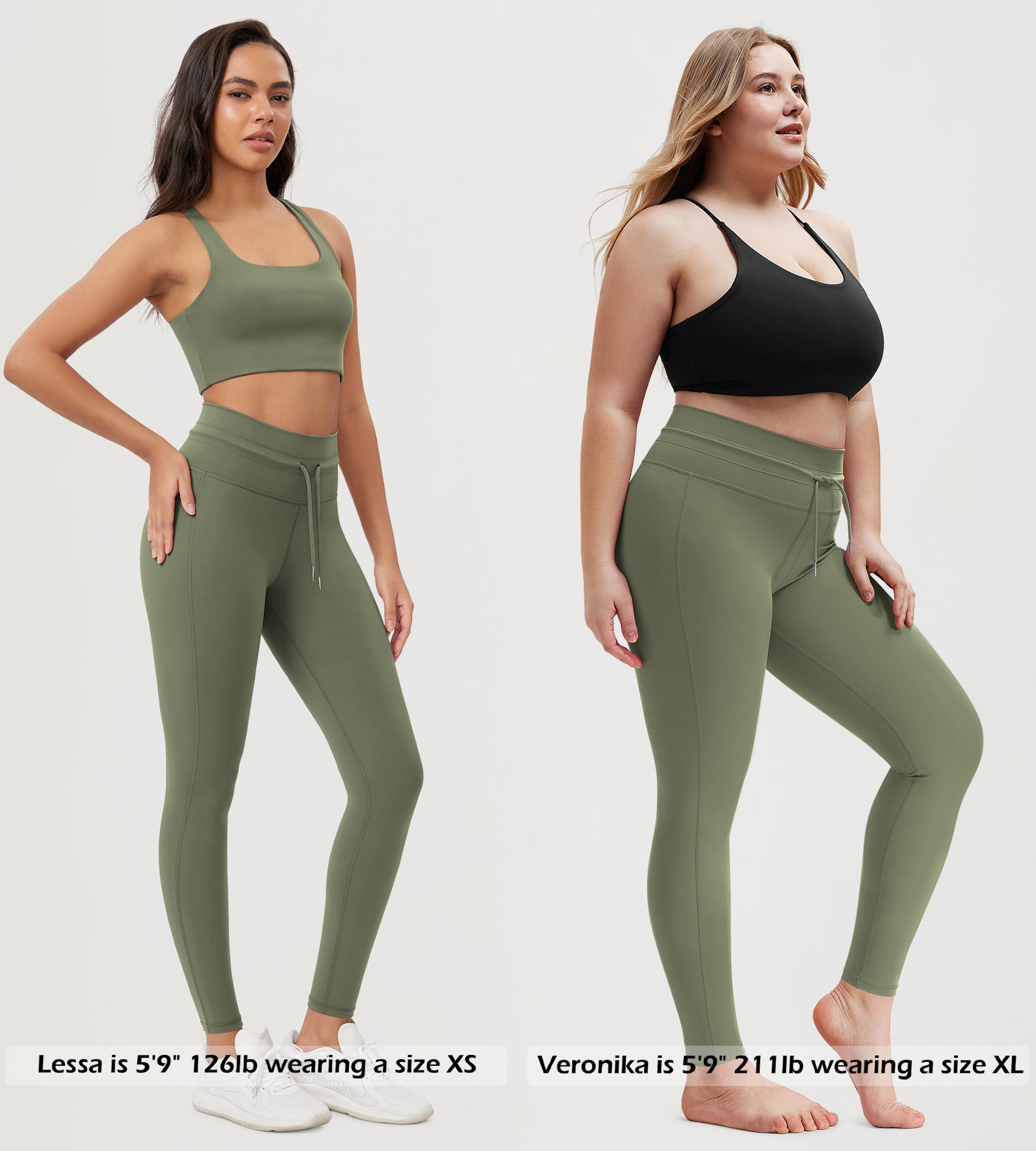28" High Waist Workout Yoga Pants with Drawstring Tie - ododos