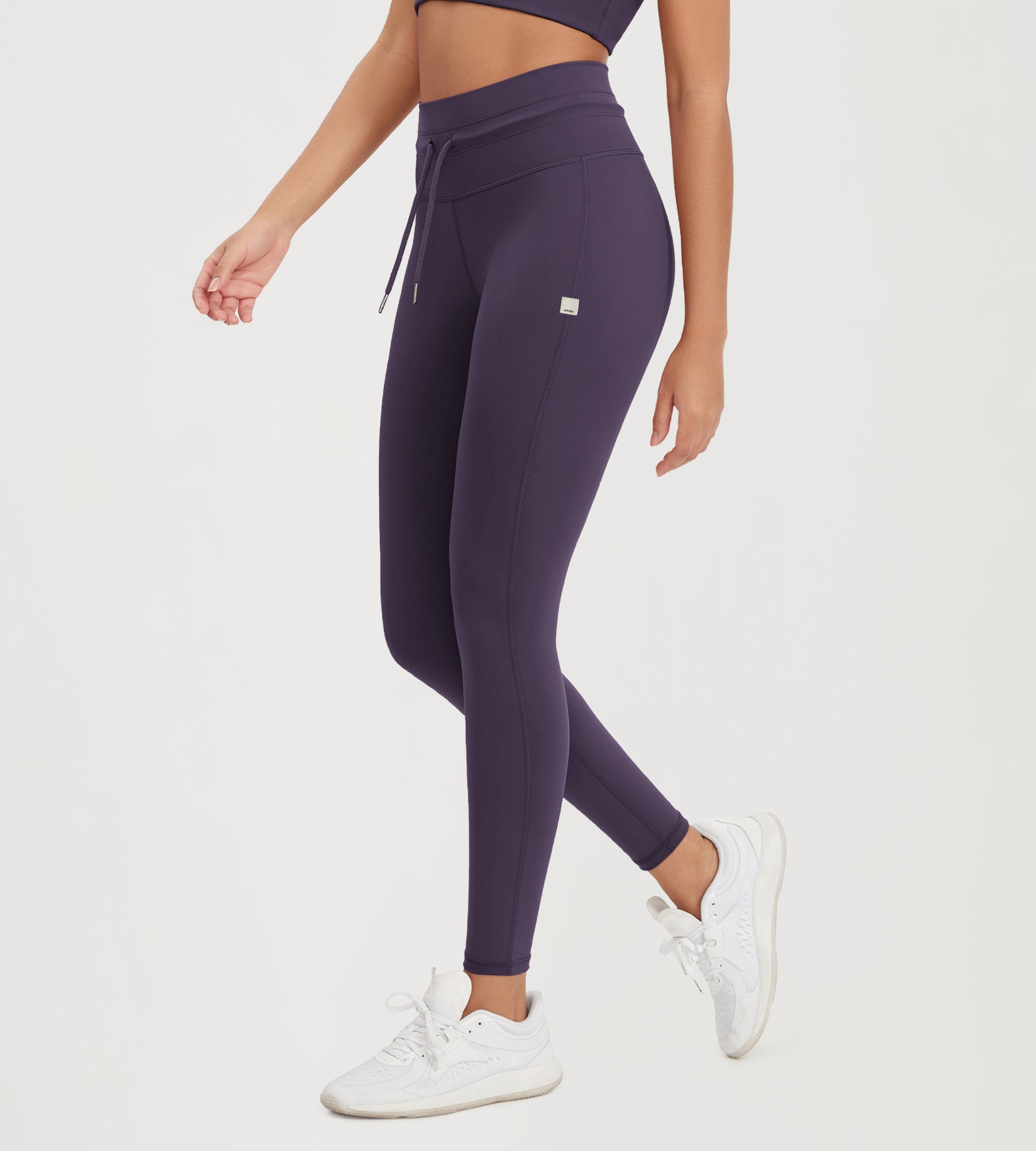 28" High Waist Workout Yoga Pants with Drawstring Tie - ododos