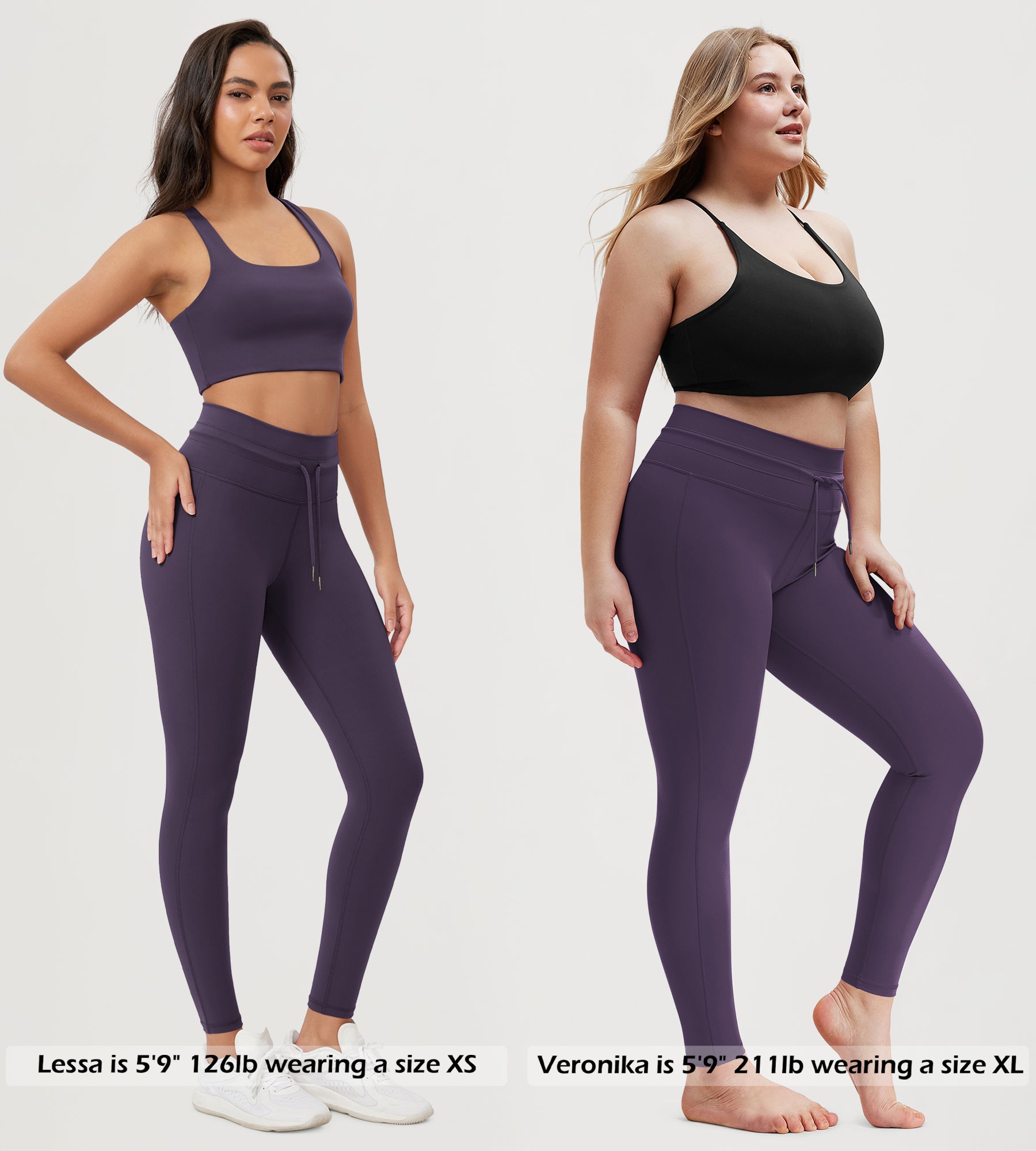28" High Waist Workout Yoga Pants with Drawstring Tie - ododos