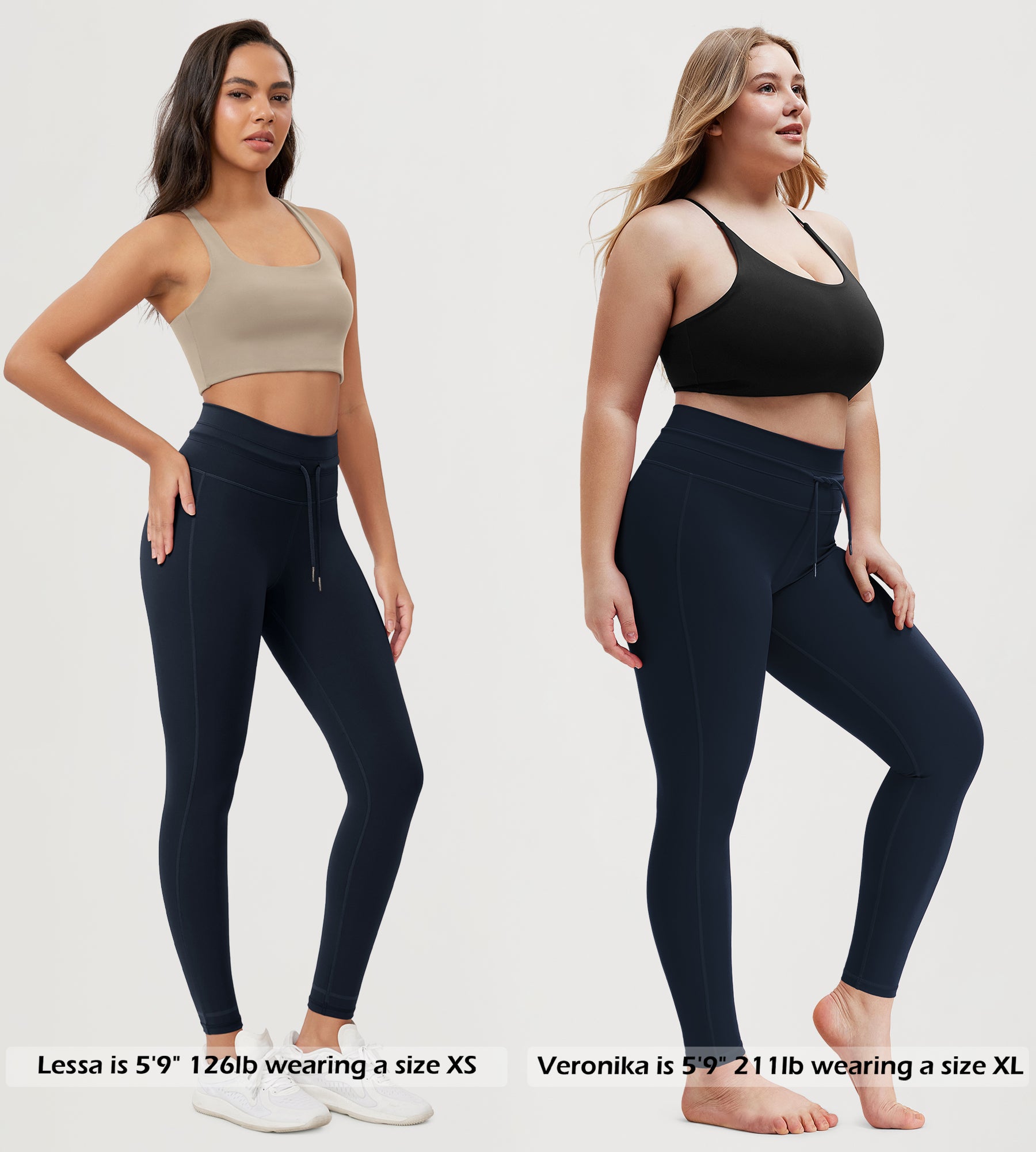 28" High Waist Workout Yoga Pants with Drawstring Tie - ododos