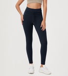 28" High Waist Workout Yoga Pants with Drawstring Tie Deep Navy - ododos