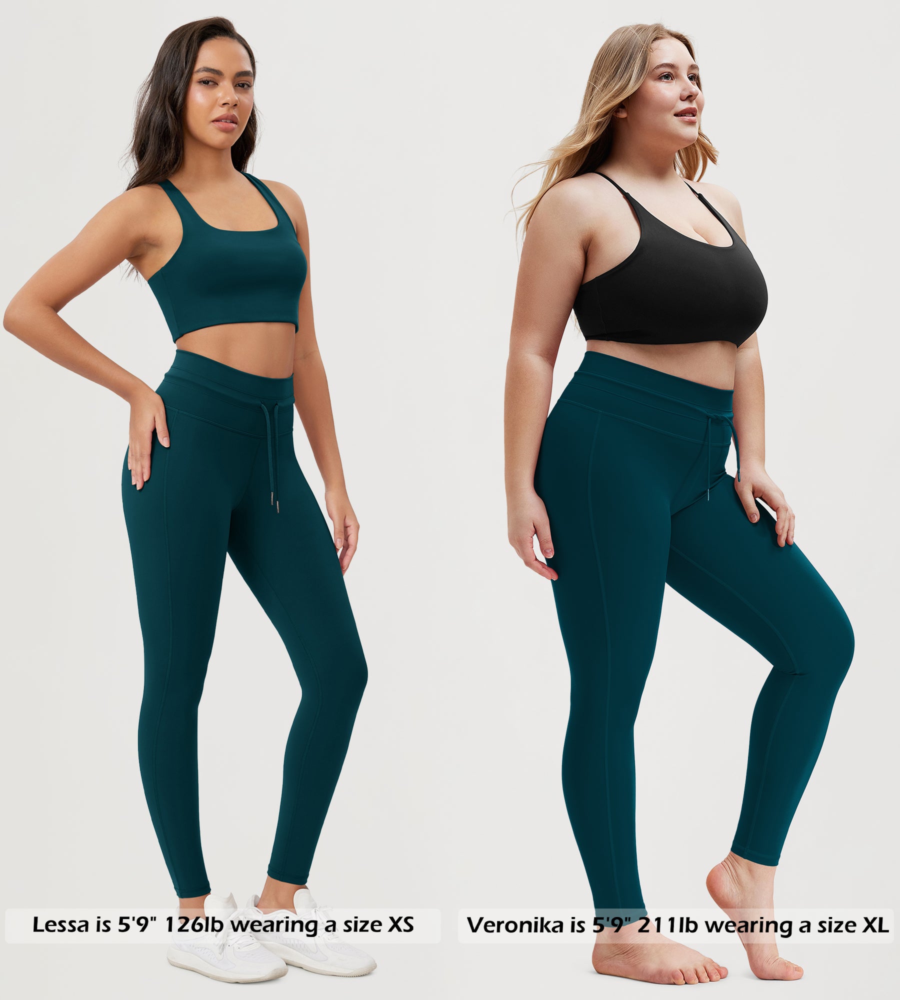 28" High Waist Workout Yoga Pants with Drawstring Tie - ododos