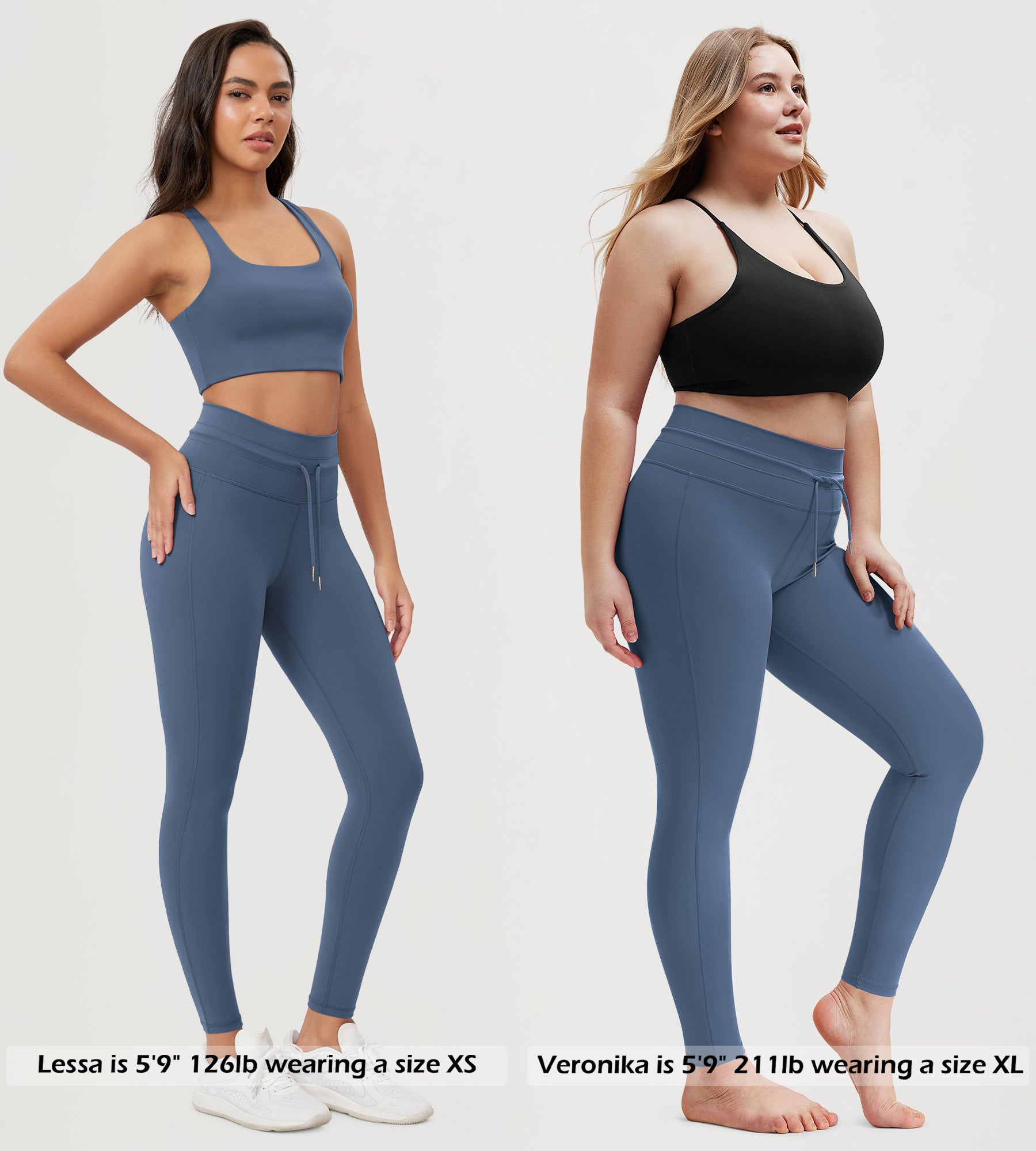 28" High Waist Workout Yoga Pants with Drawstring Tie - ododos