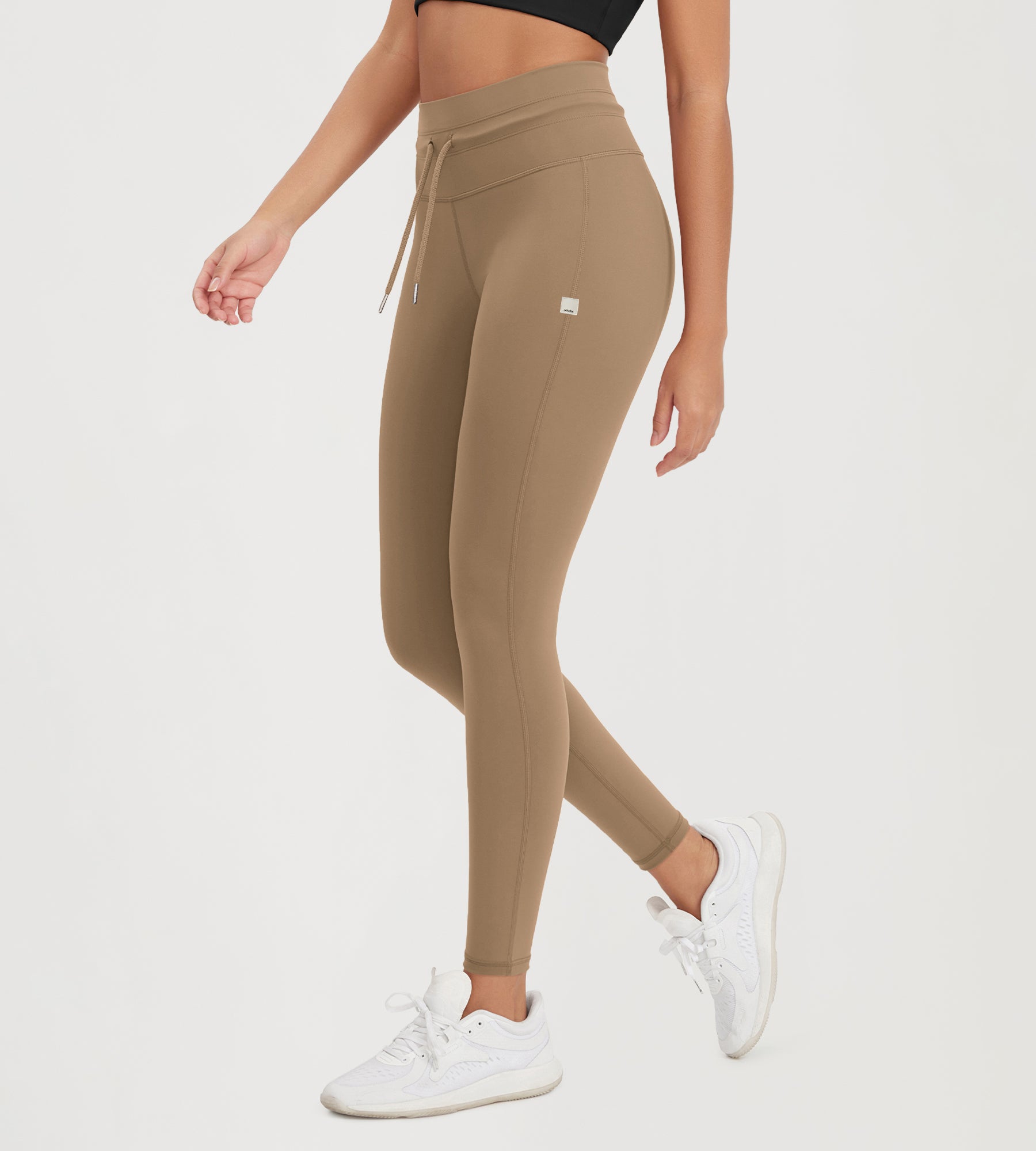 28" High Waist Workout Yoga Pants with Drawstring Tie - ododos