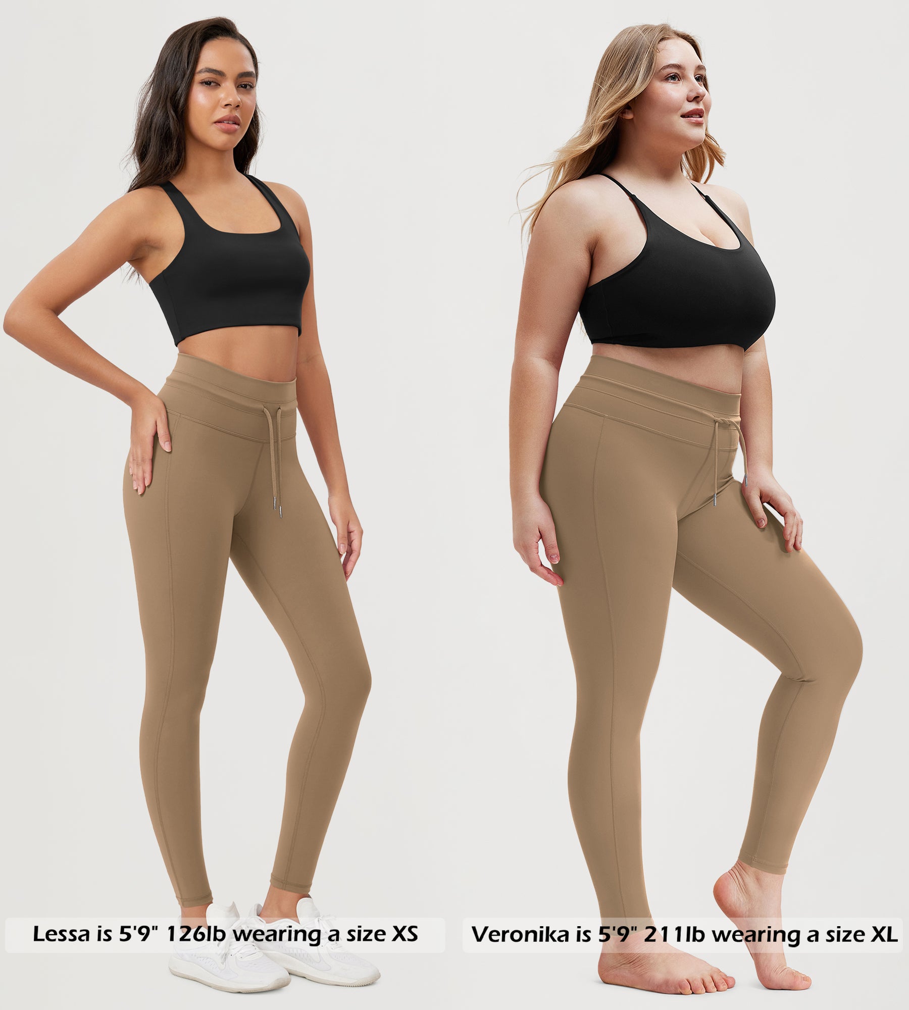 28" High Waist Workout Yoga Pants with Drawstring Tie - ododos