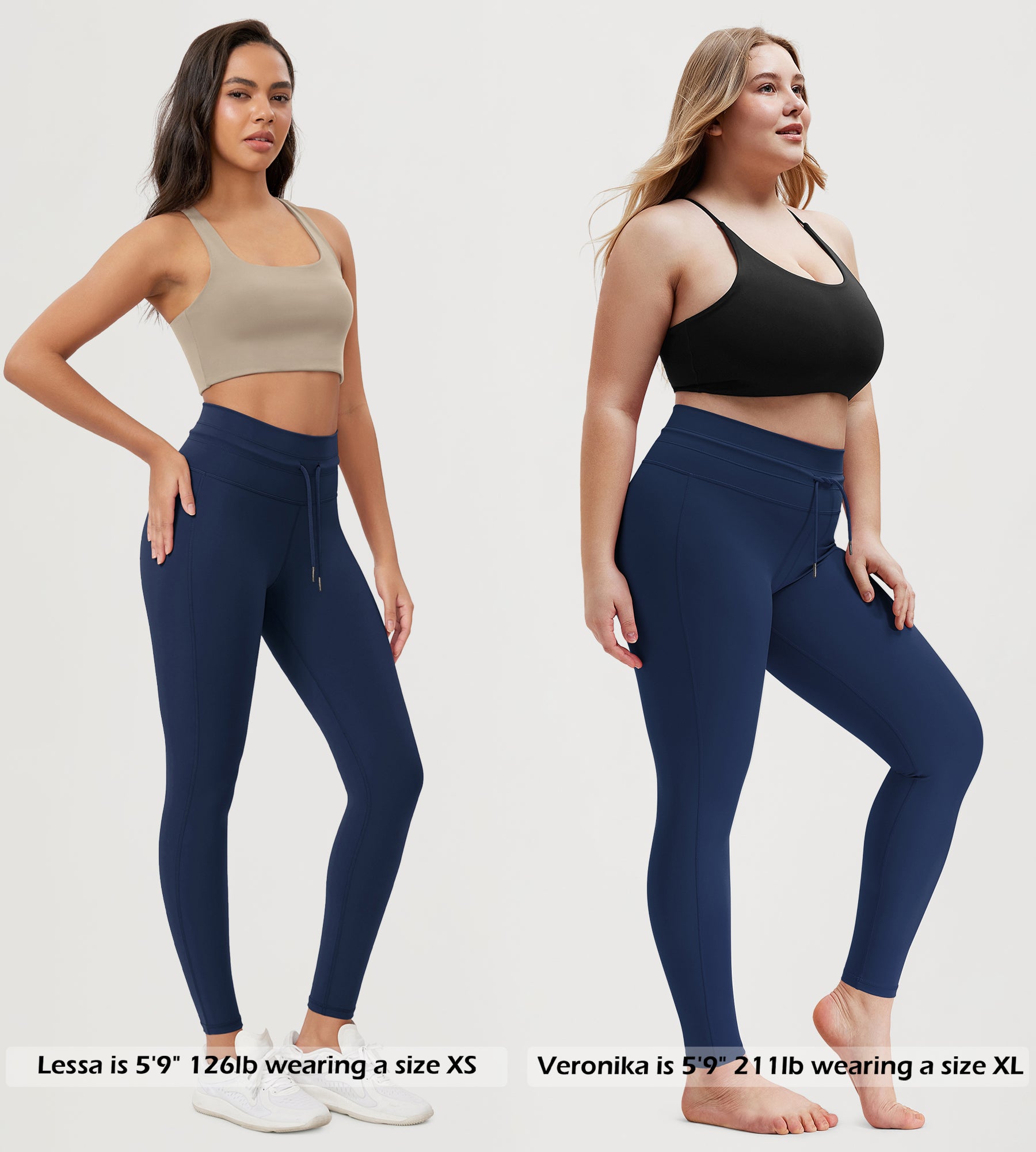 28" High Waist Workout Yoga Pants with Drawstring Tie - ododos