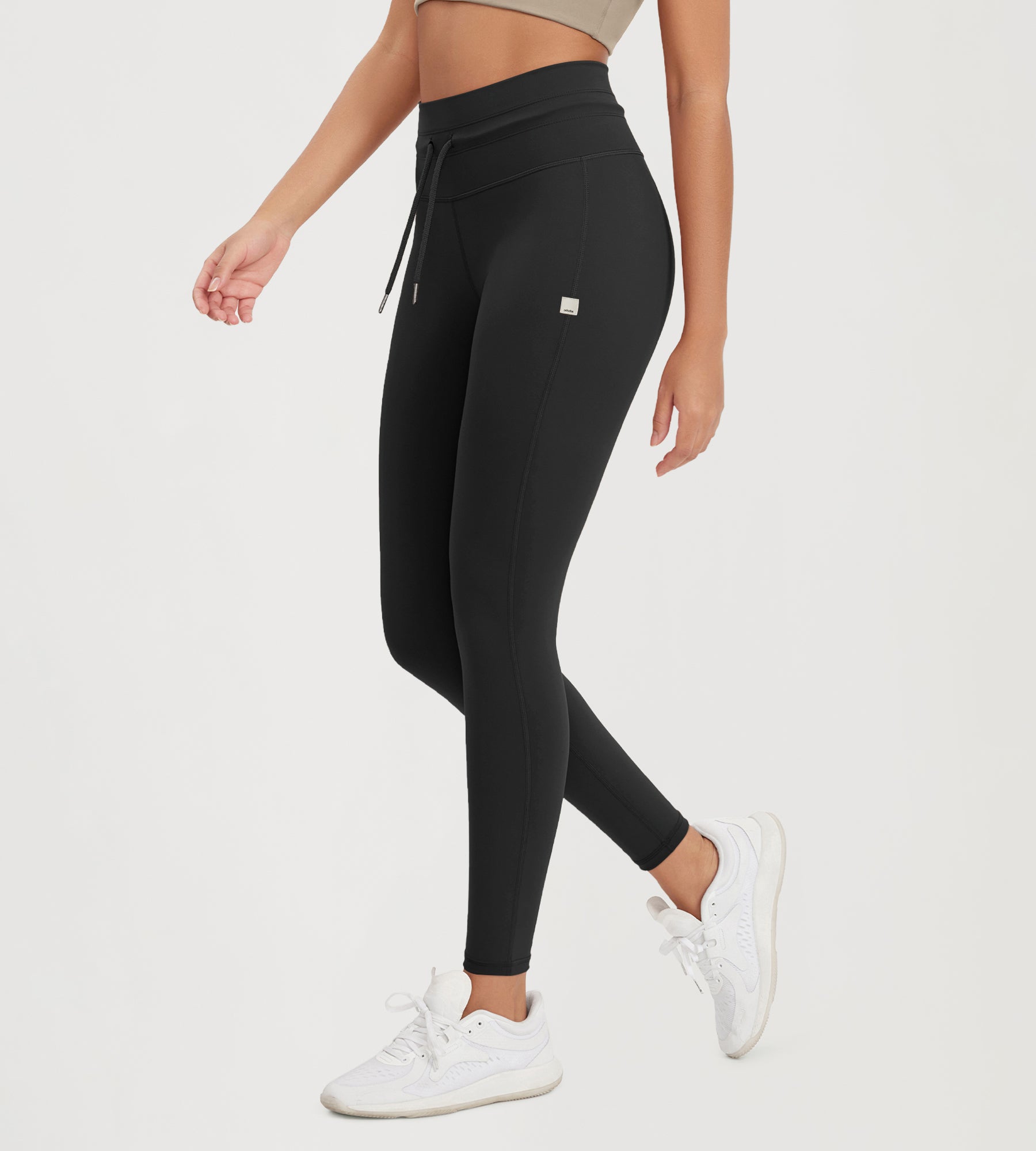 28" High Waist Workout Yoga Pants with Drawstring Tie - ododos