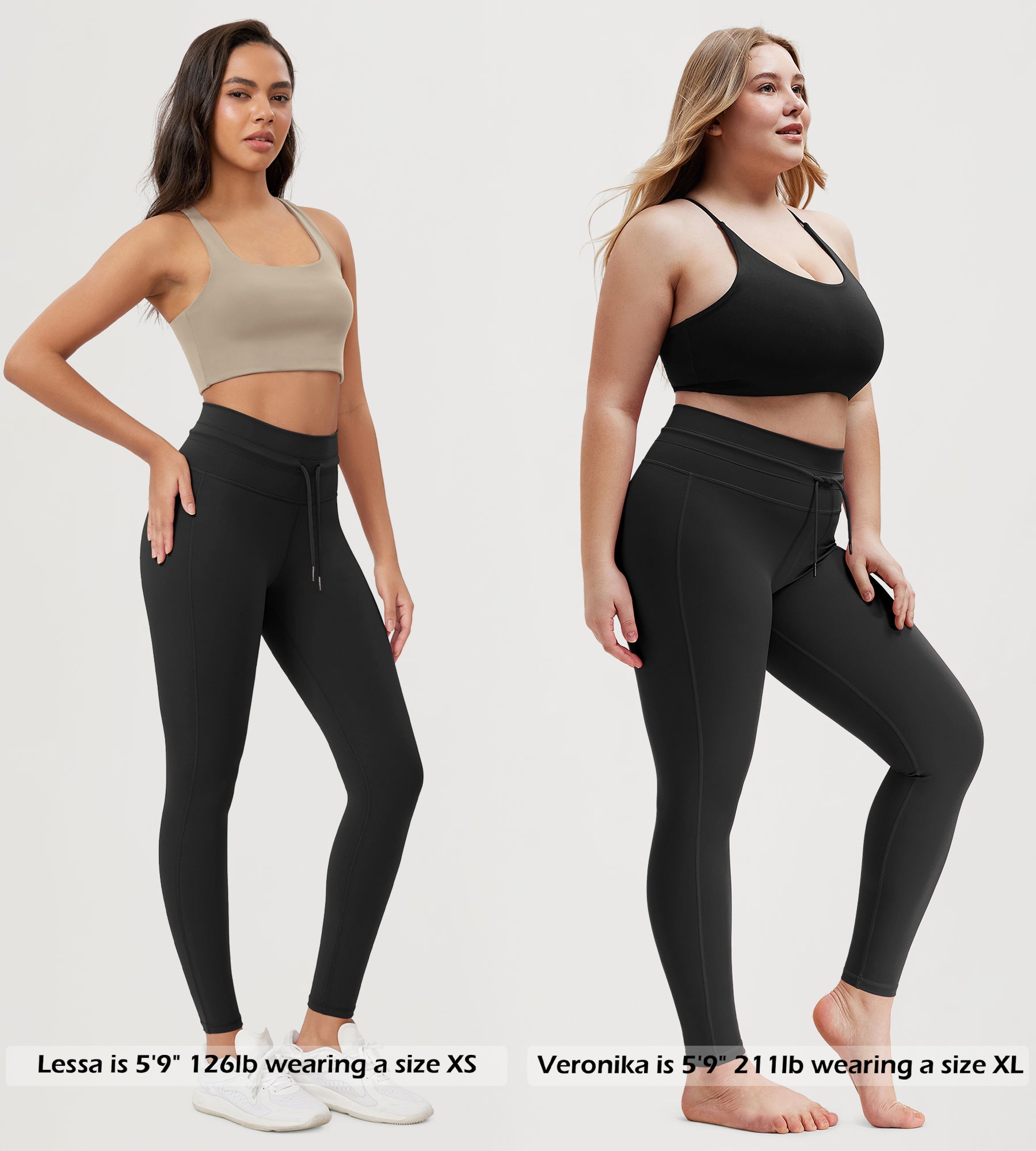 28" High Waist Workout Yoga Pants with Drawstring Tie - ododos