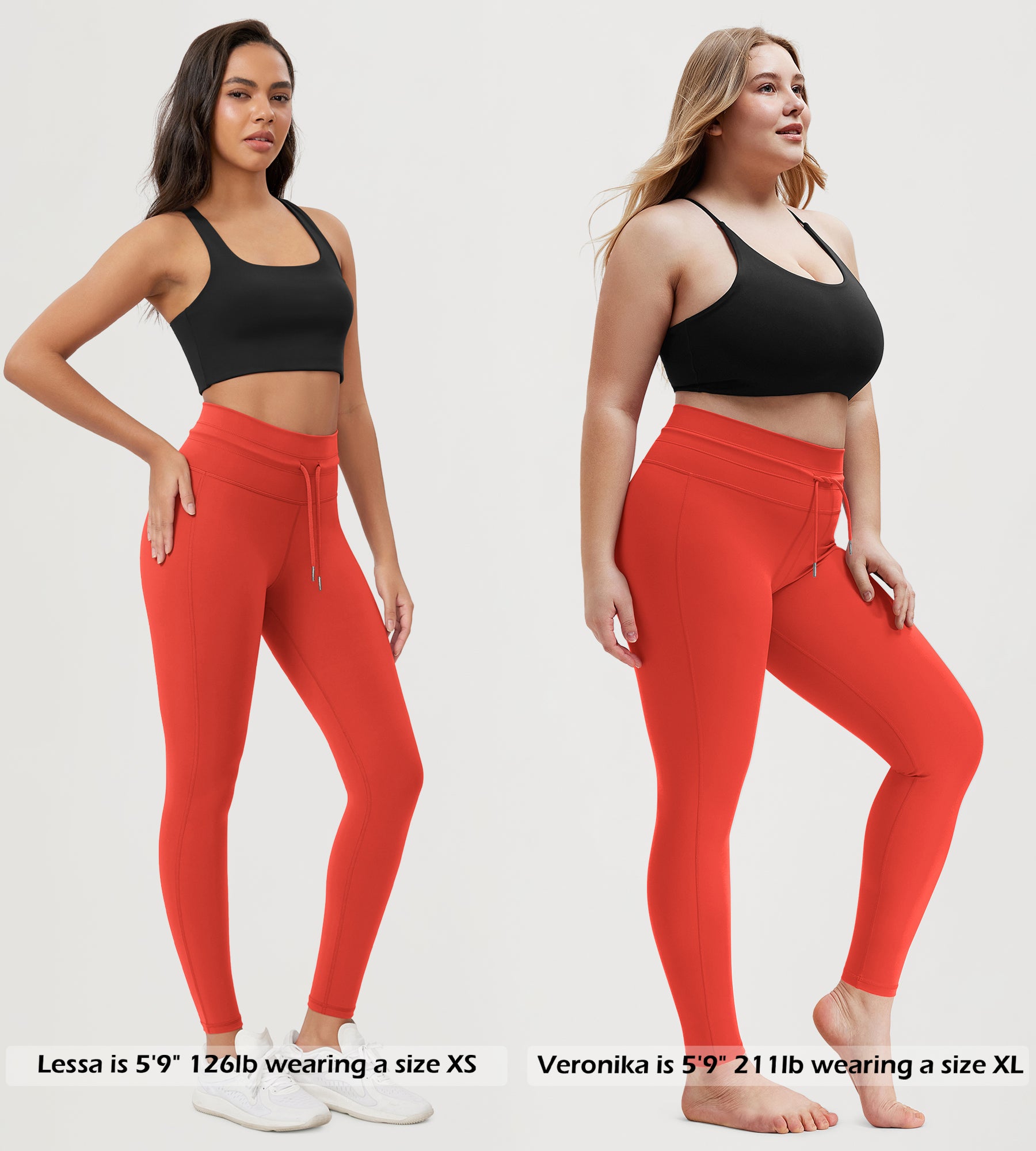 28" High Waist Workout Yoga Pants with Drawstring Tie - ododos