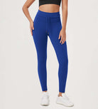 28" High Waist Workout Yoga Pants with Drawstring Tie Royal Blue - ododos