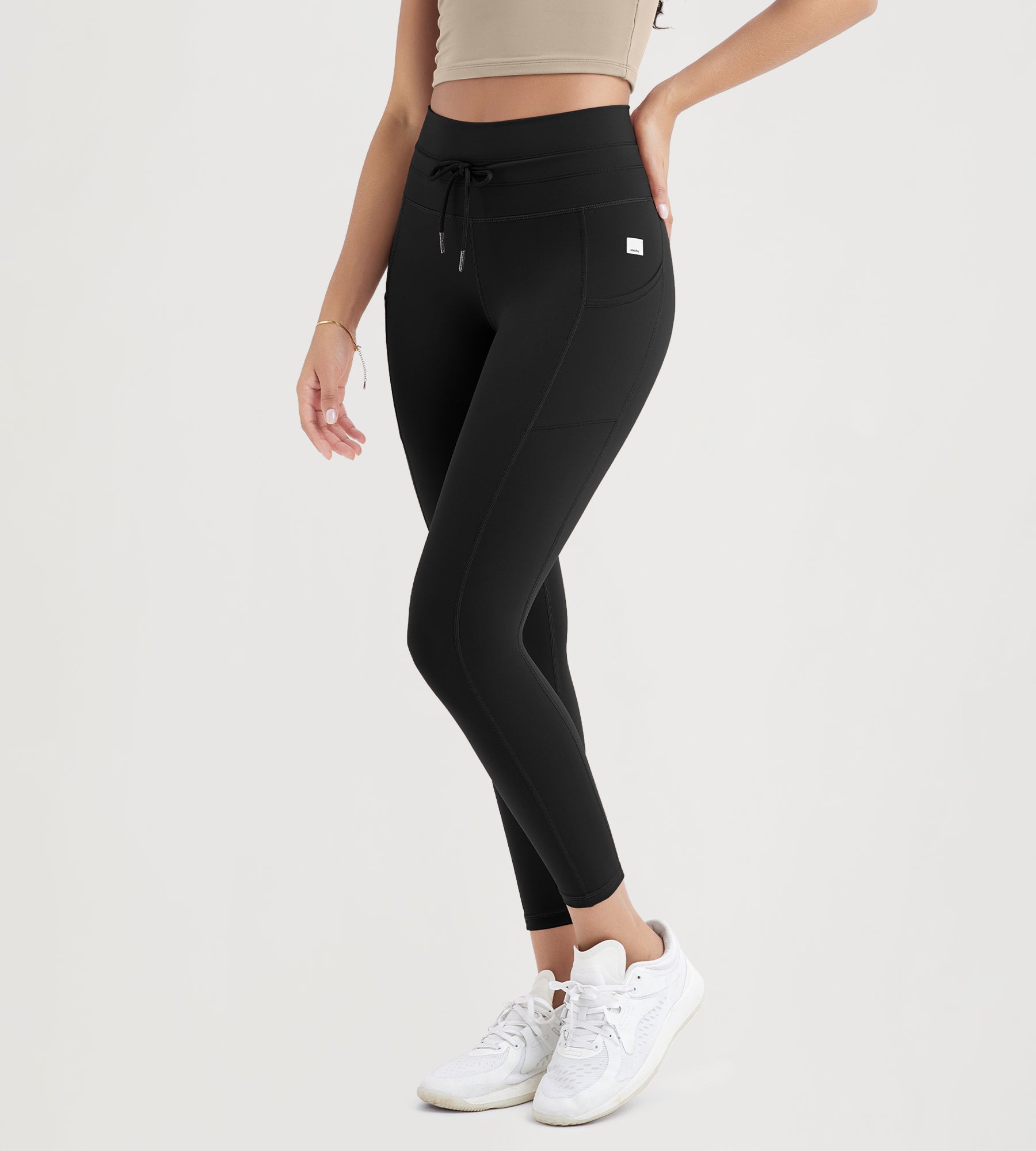25" High Waist Workout Yoga Pants Leggings With Drawstring Pockets - ododos