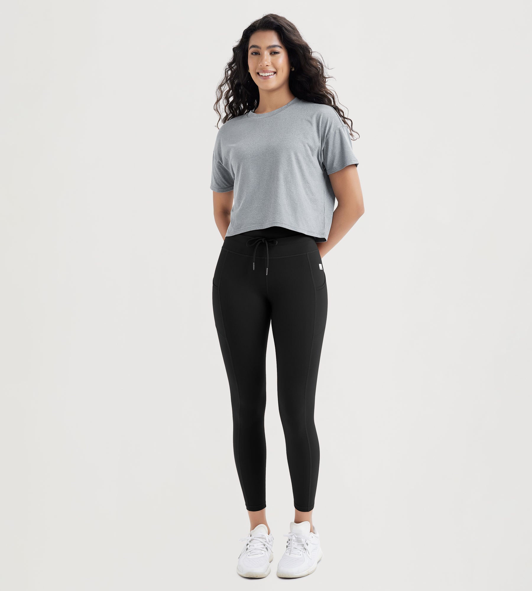 25" High Waist Workout Yoga Pants Leggings With Drawstring Pockets - ododos